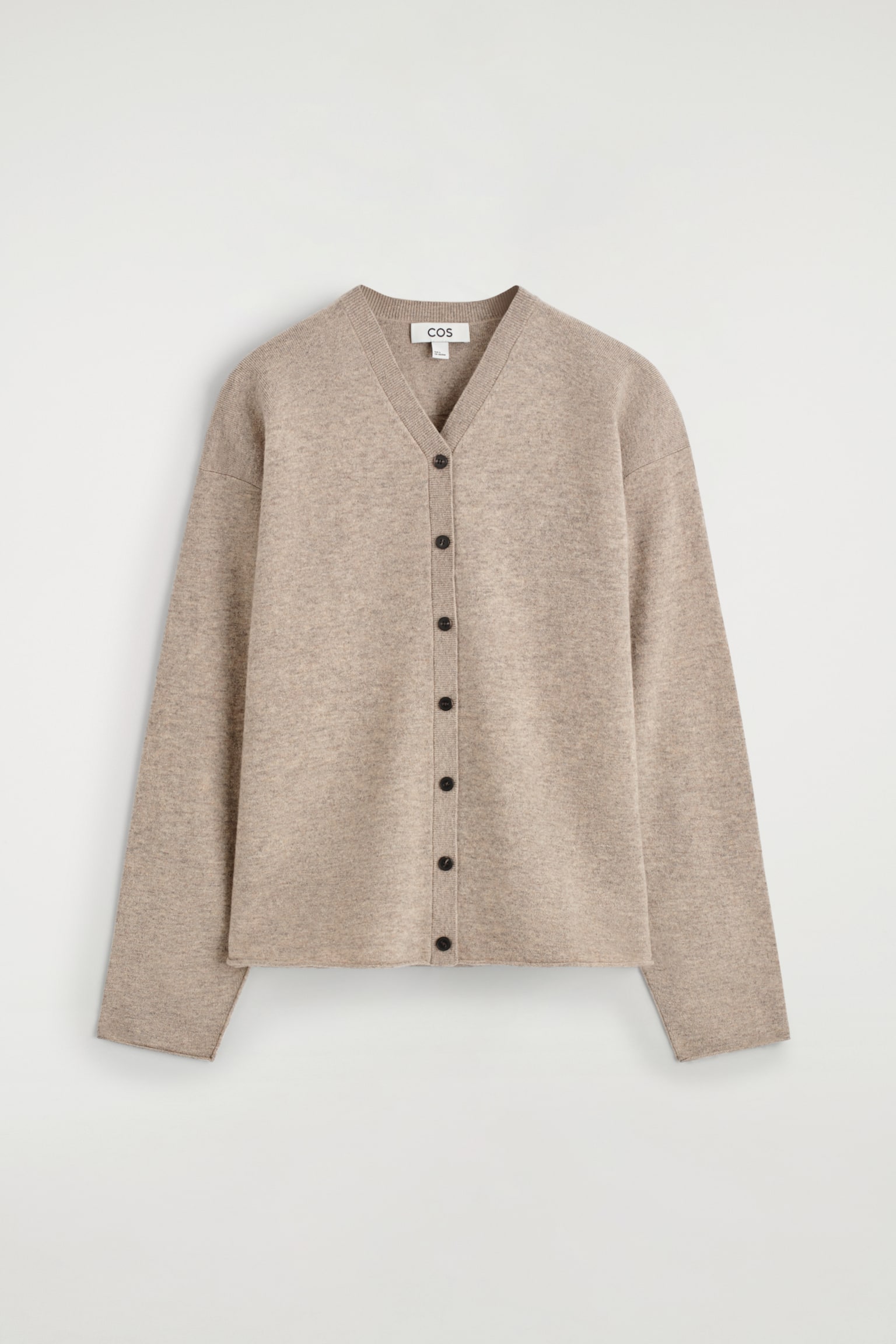 STRICKJACKE AUS MERINOWOLLE MIT V-AUSSCHNITT - BEIGE MELIERT/DUNKELBRAUN/Rot - 2