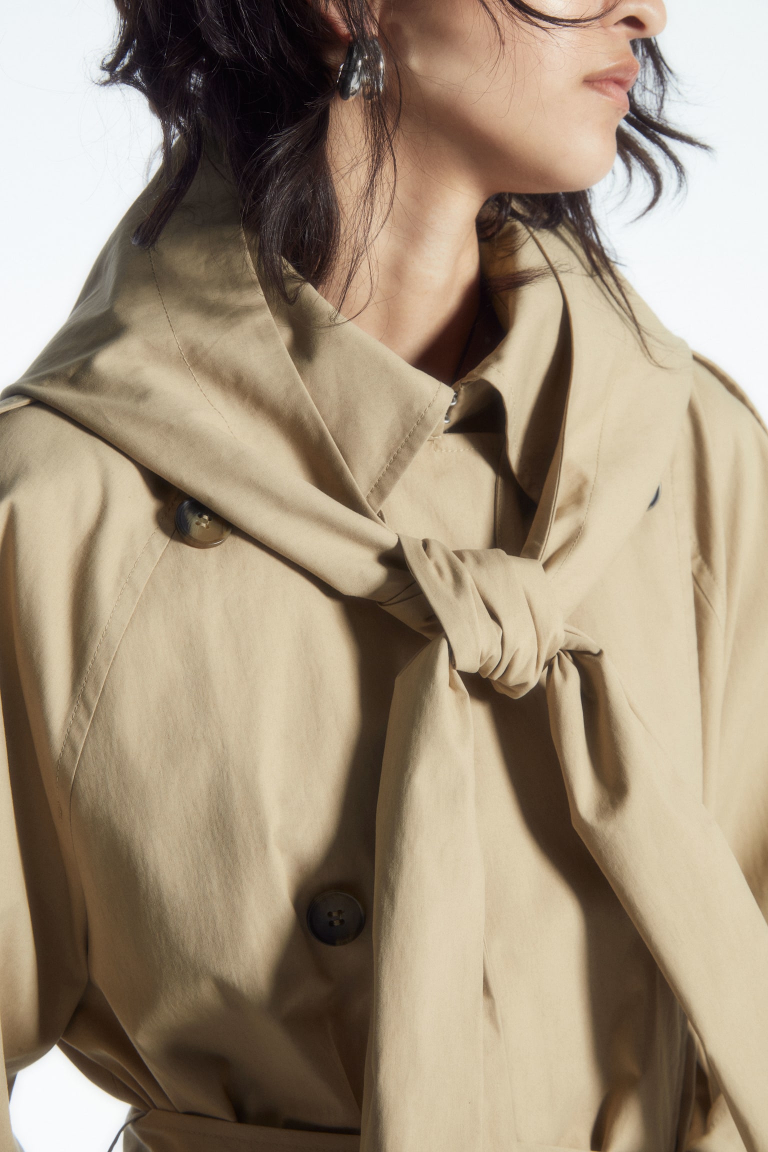 HOODED TRENCH COAT - BEIGE - 6