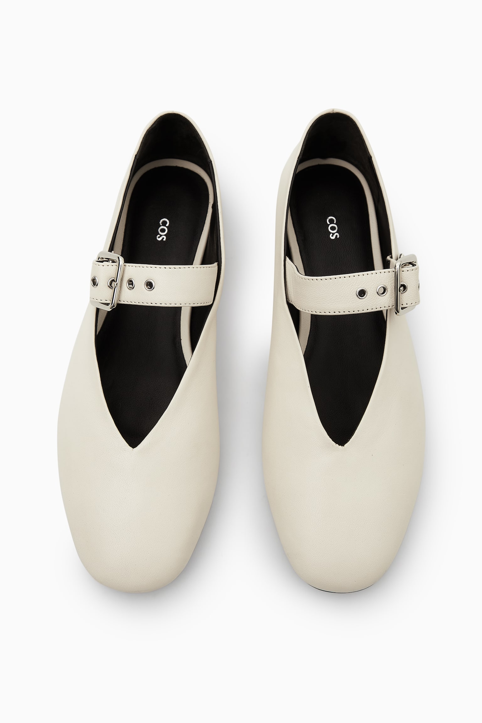 BUCKLED BALLET FLATS - IVORY/BORDEAUX/BLACK - 5