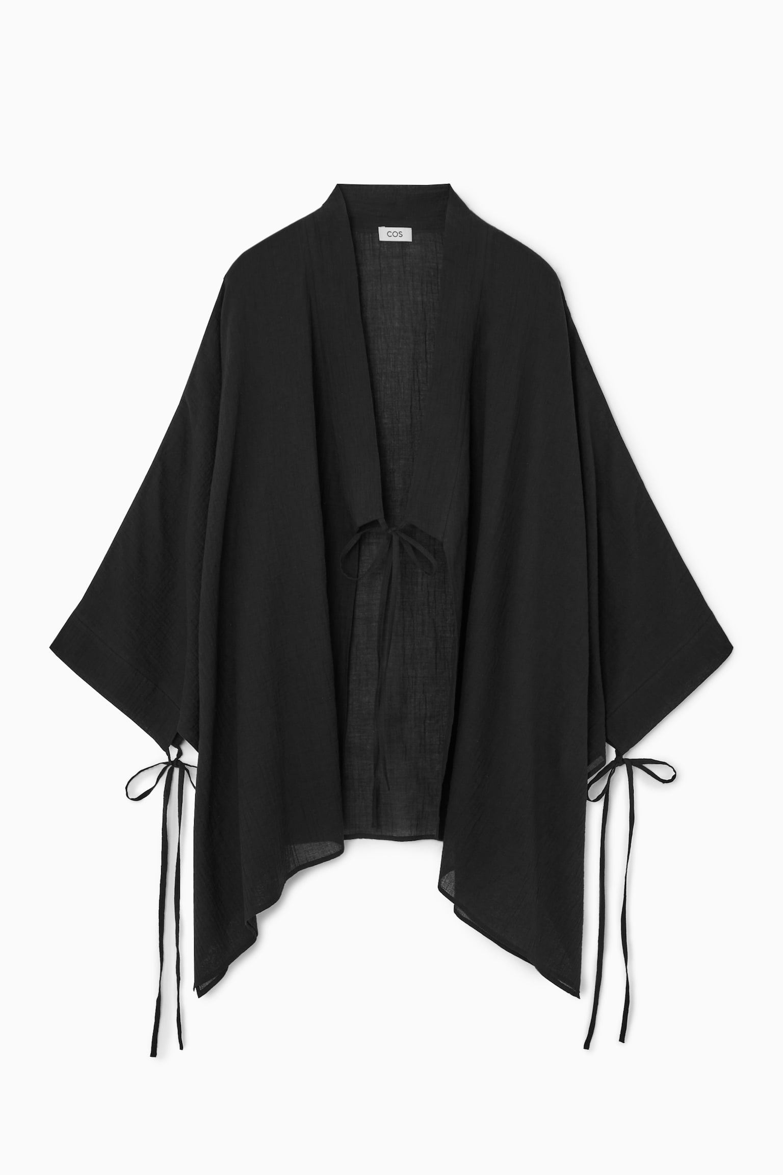 TIE-DETAIL SHORT KAFTAN - BLACK - 2