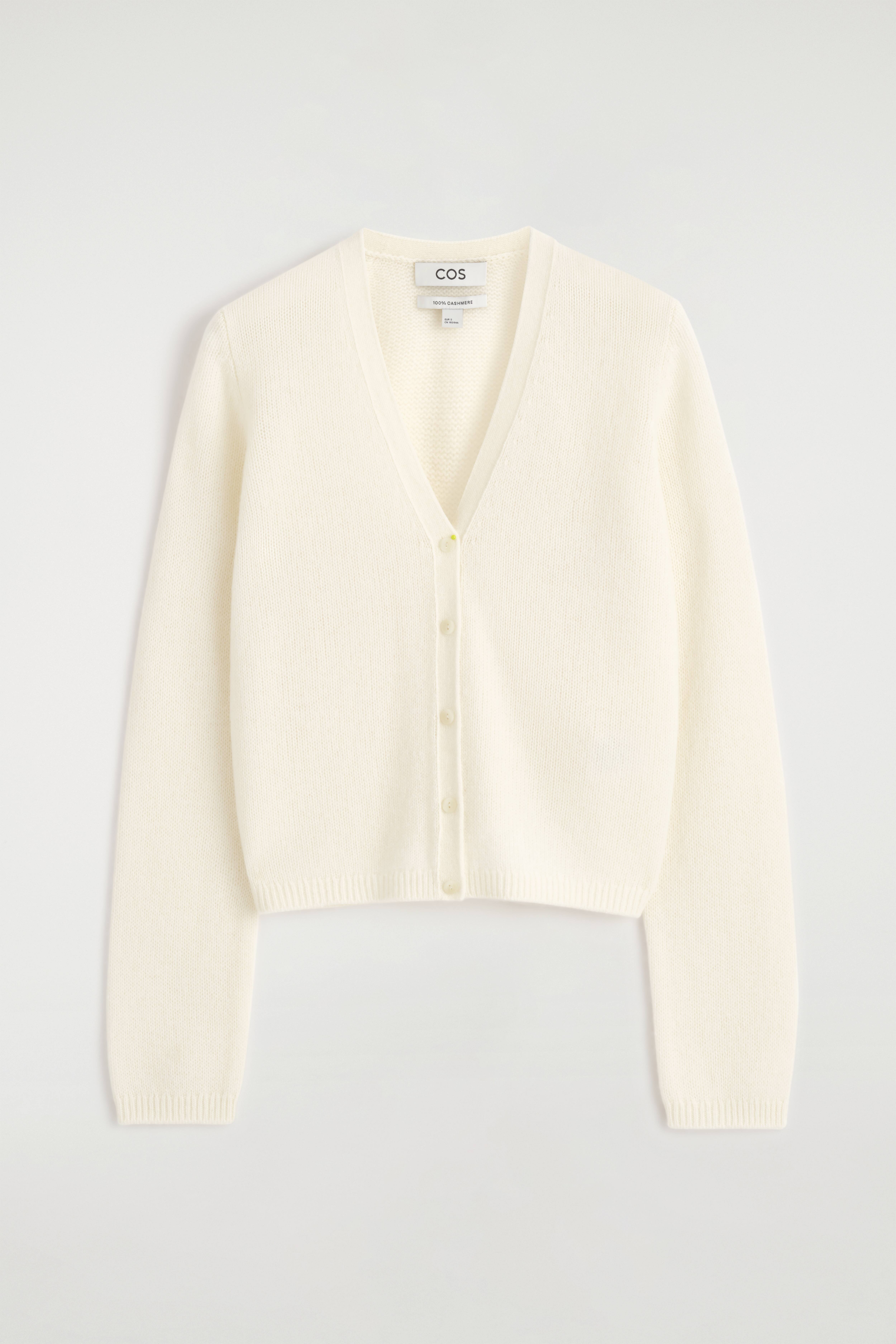 STRICKJACKE AUS KASCHMIR MIT V-AUSSCHNITT - CREME/BRAUN MELIERT