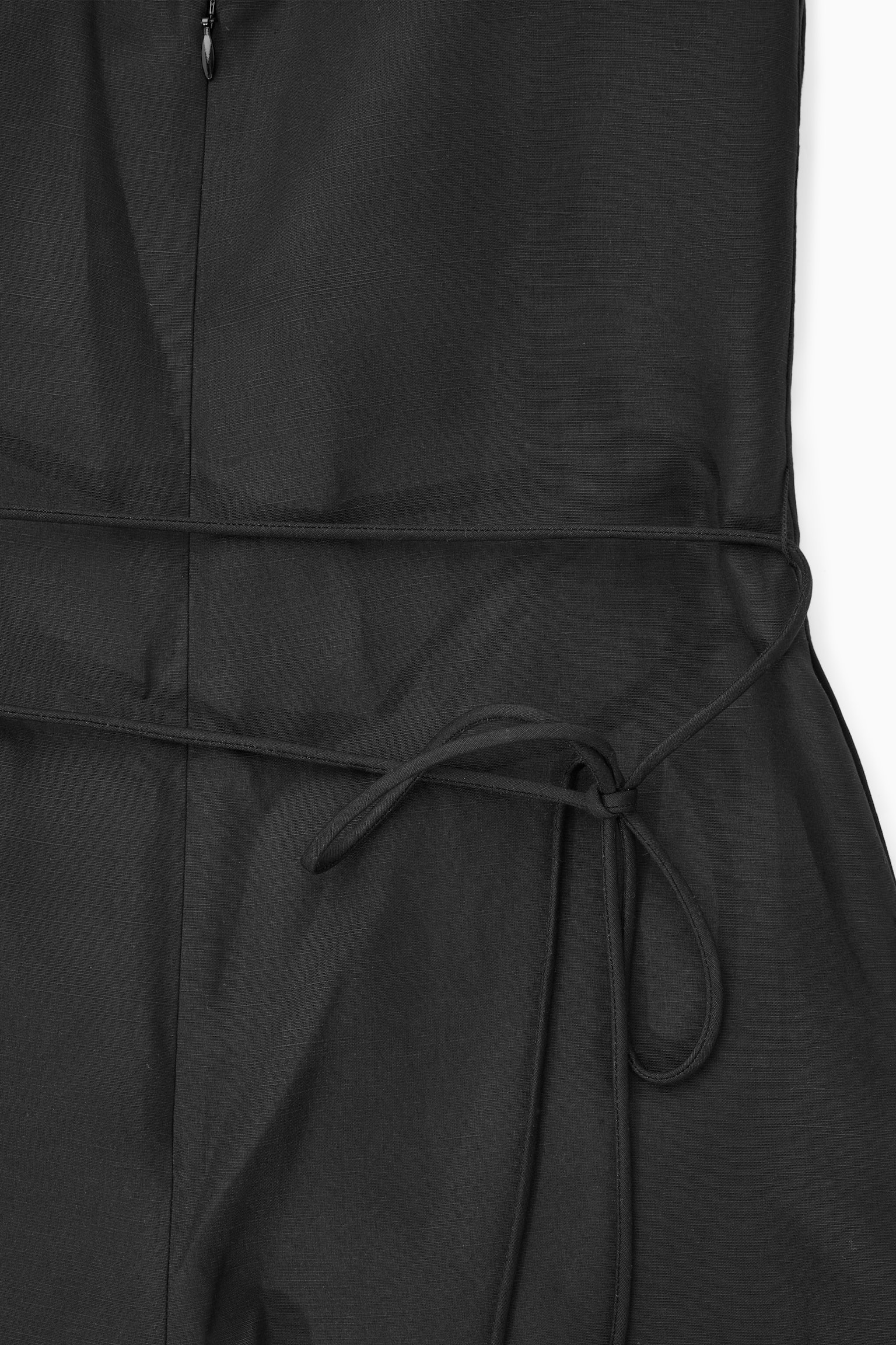 BELTED LINEN-BLEND WIDE-LEG JUMPSUIT - BLACK - 2