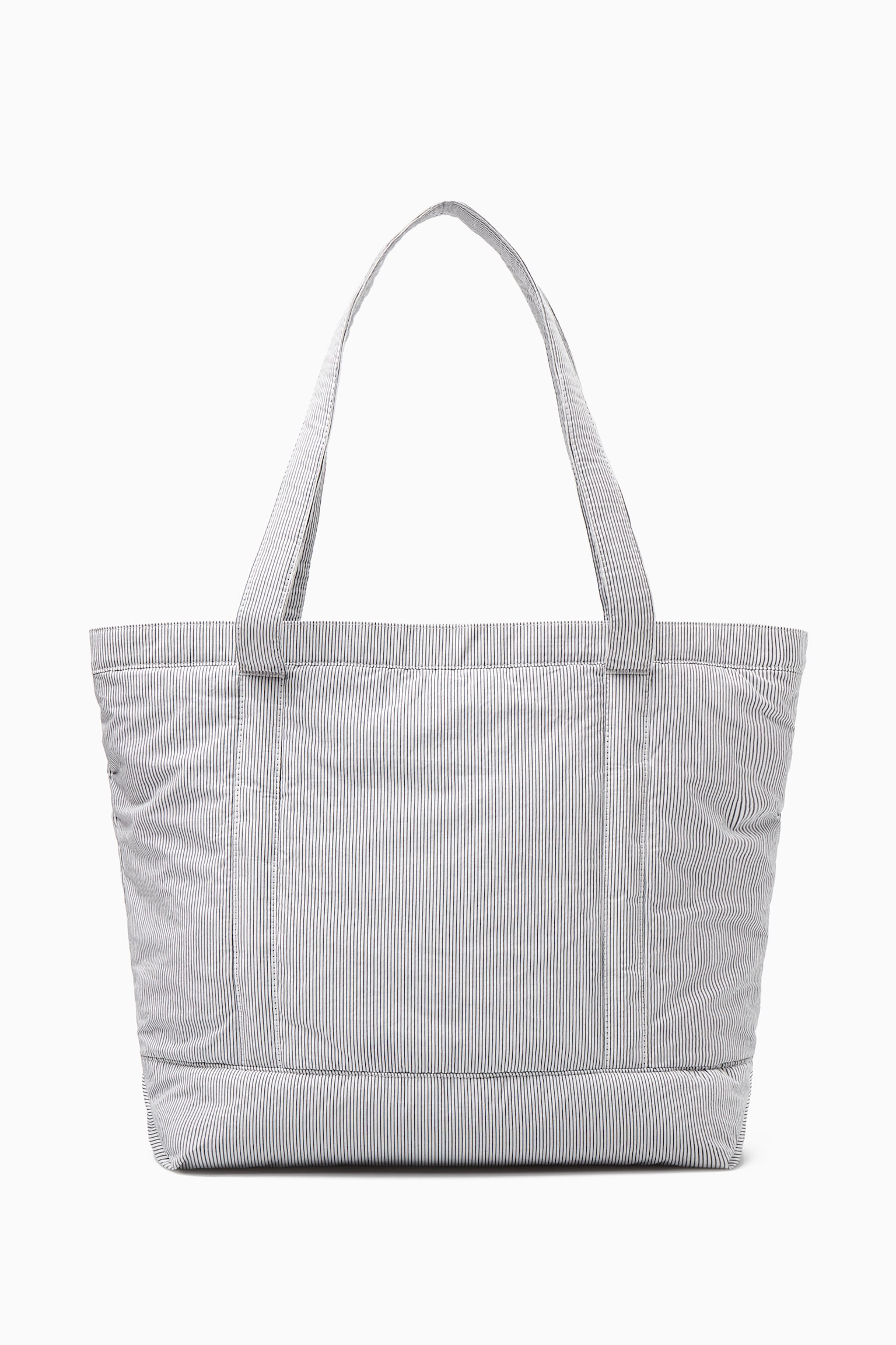 STRIPED PADDED TOTE - LIGHT GREY - 1