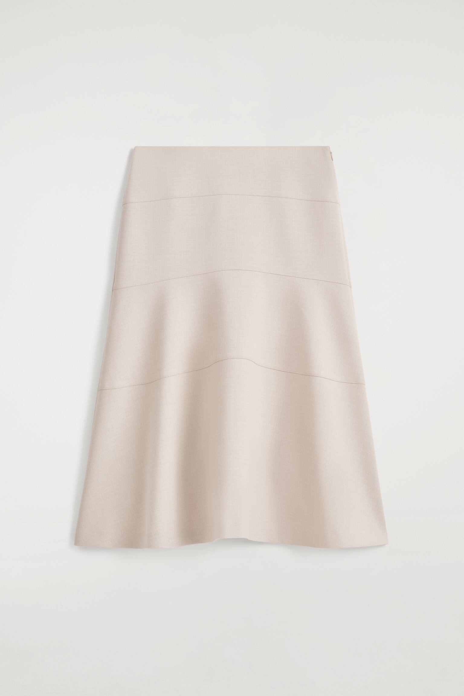 A-formet midi-nederdel med svaj - LYS BEIGE/MØRKEGRÅ - 2