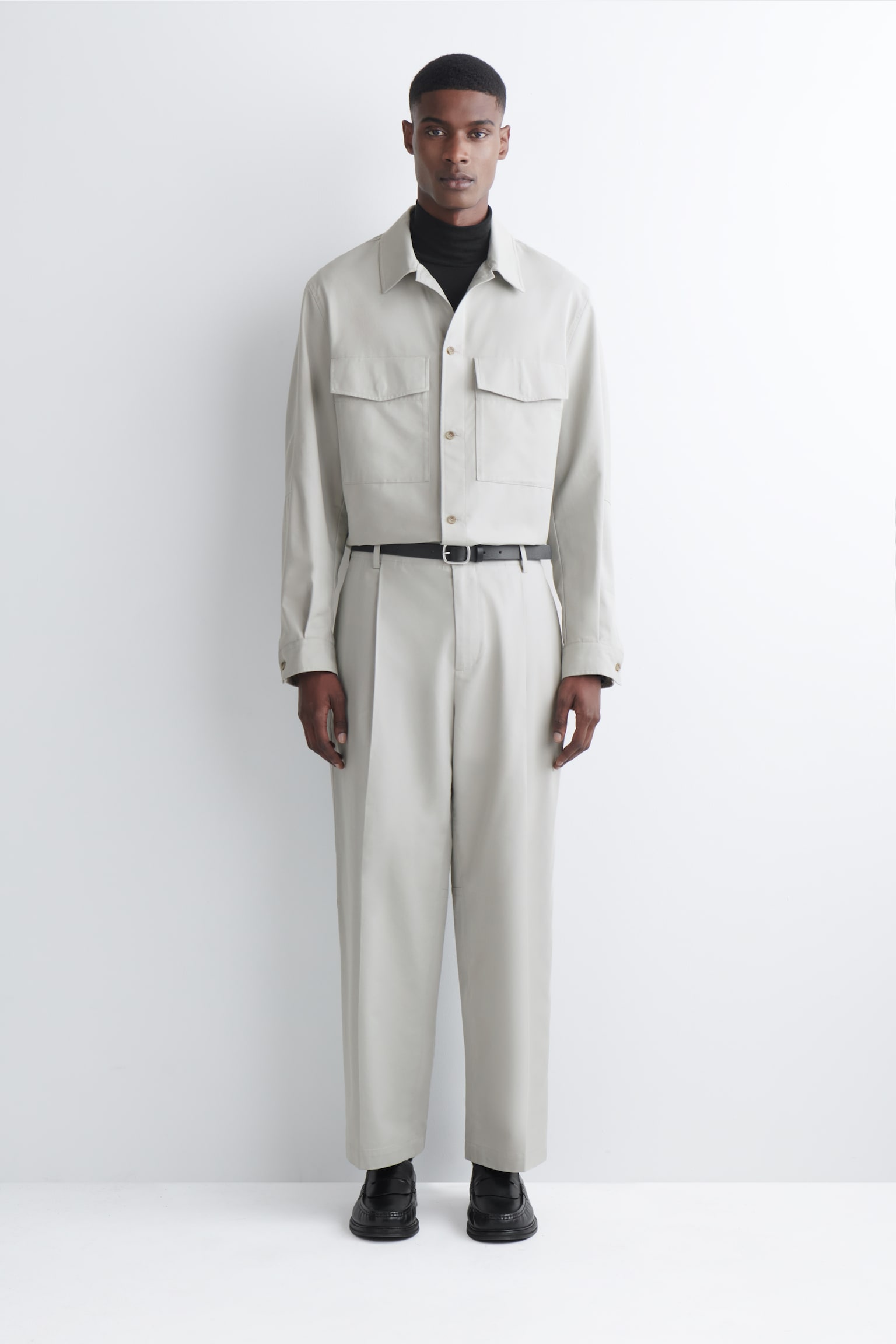 LOCKERE HEMDJACKE AUS BAUMWOLLE - Hellgrau/DUNKELBRAUN - 8