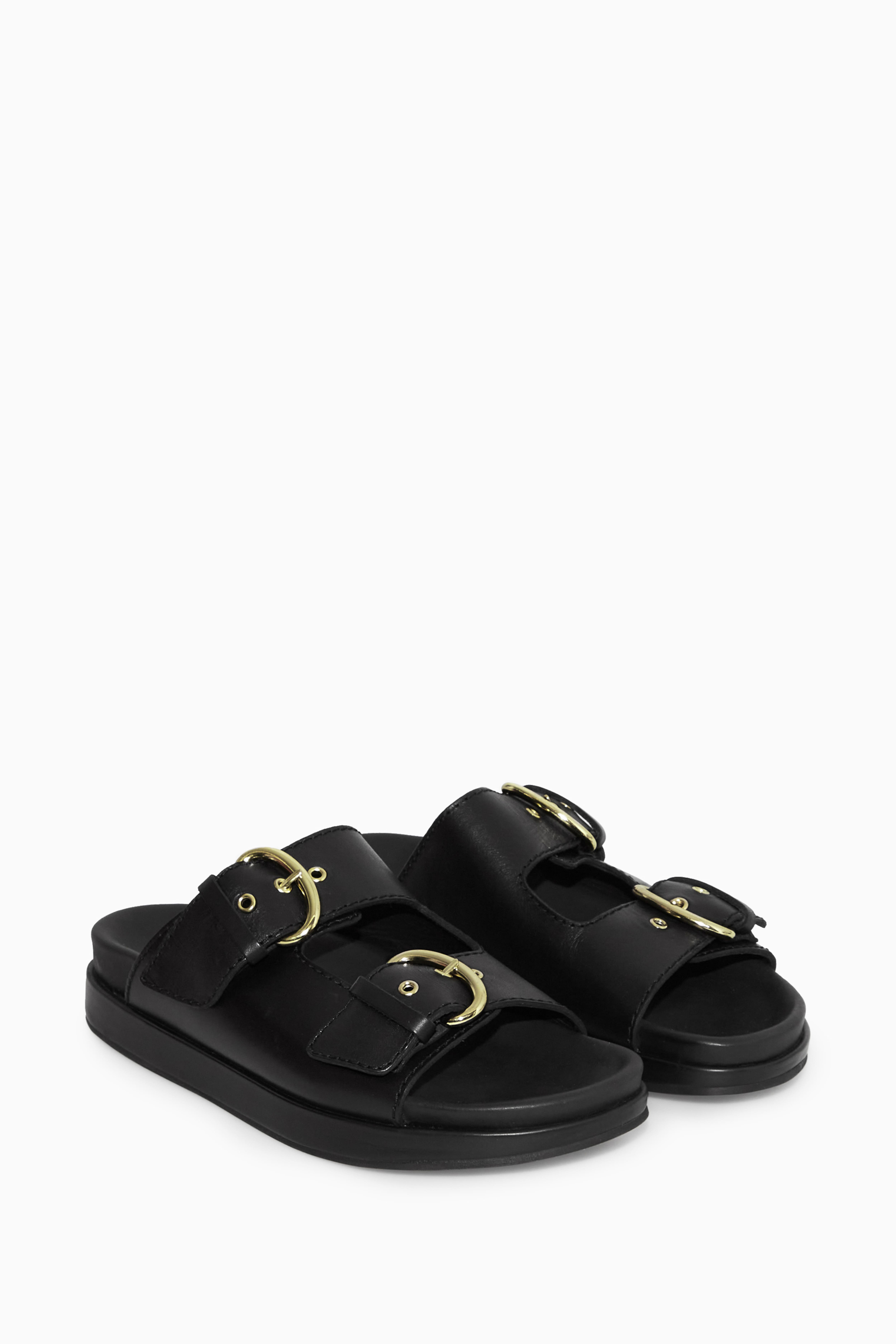 LEDER-PANTOLETTEN MIT SCHNALLE - SCHWARZ - Ladies | H&M DE