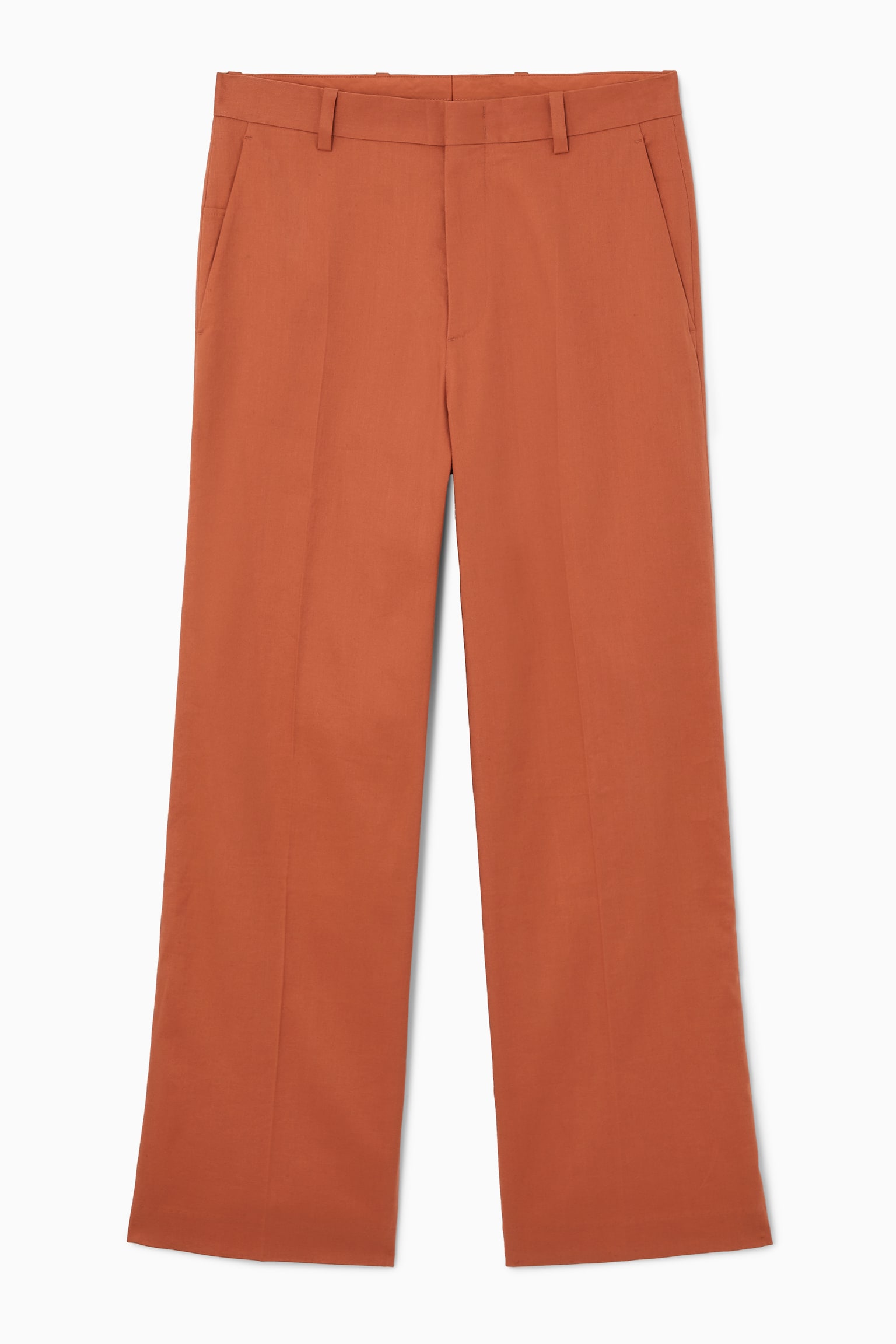 RELAXED LINEN WIDE-LEG TROUSERS - TERRACOTTA - 2