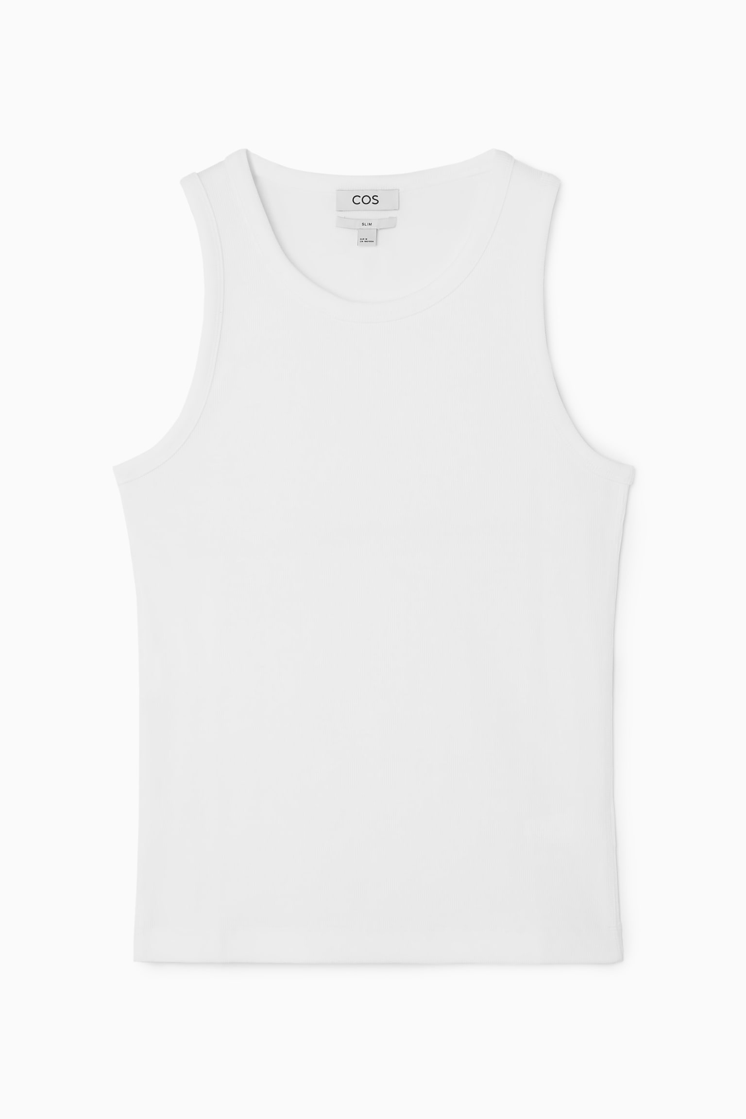 SLIM RIBBED COTTON TANK TOP - WHITE/BLACK - 2