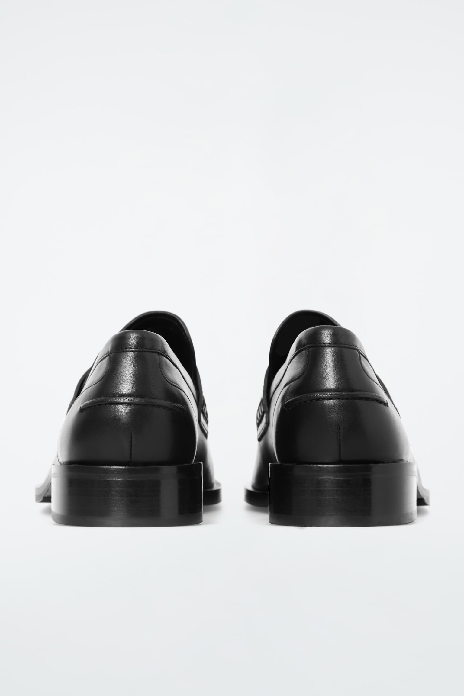 PINTUCKED LEATHER PENNY LOAFERS - BLACK - 4