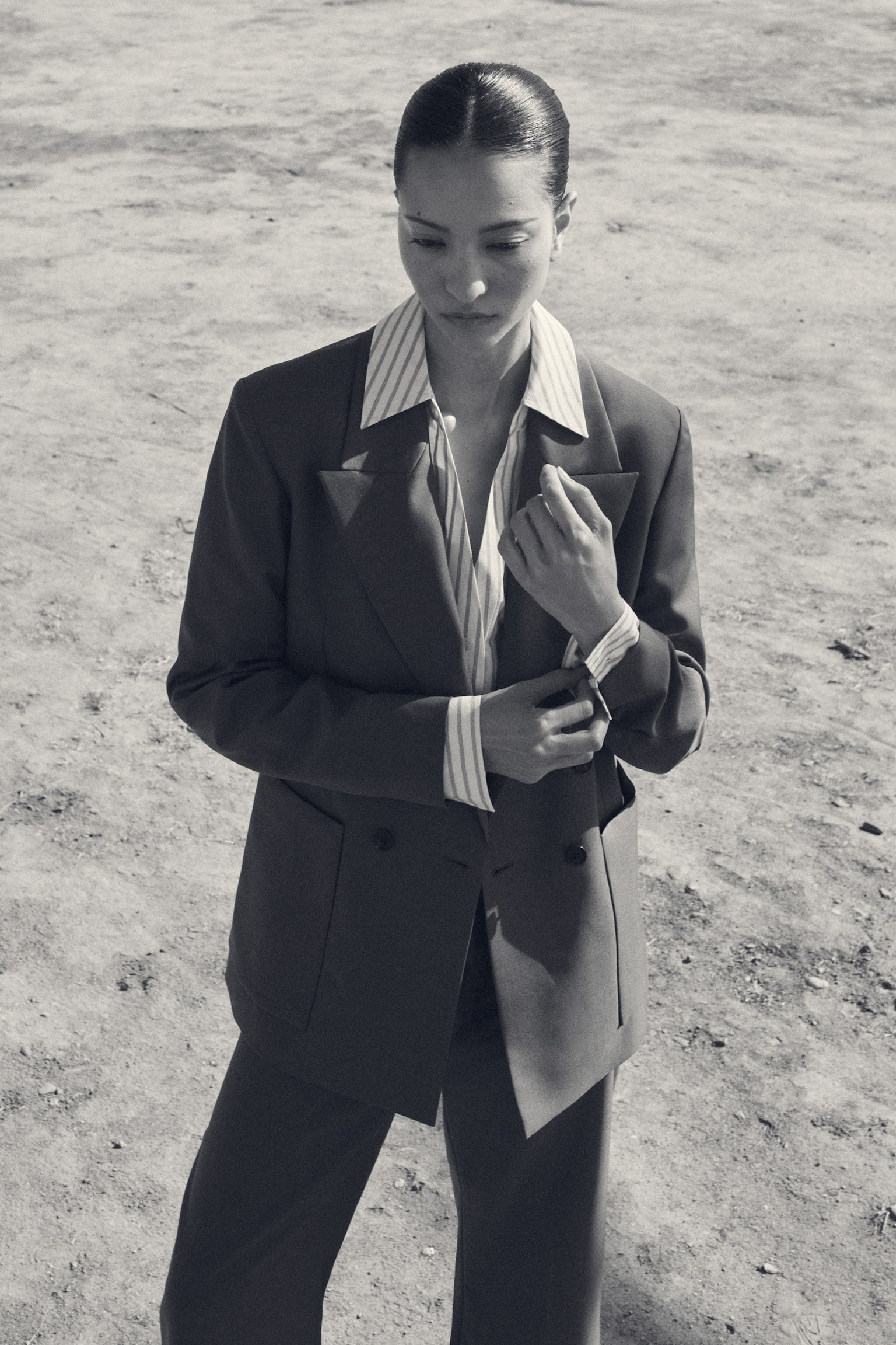 Skreddersydde bootcut-bukser i ulltwill - Taupe - 10