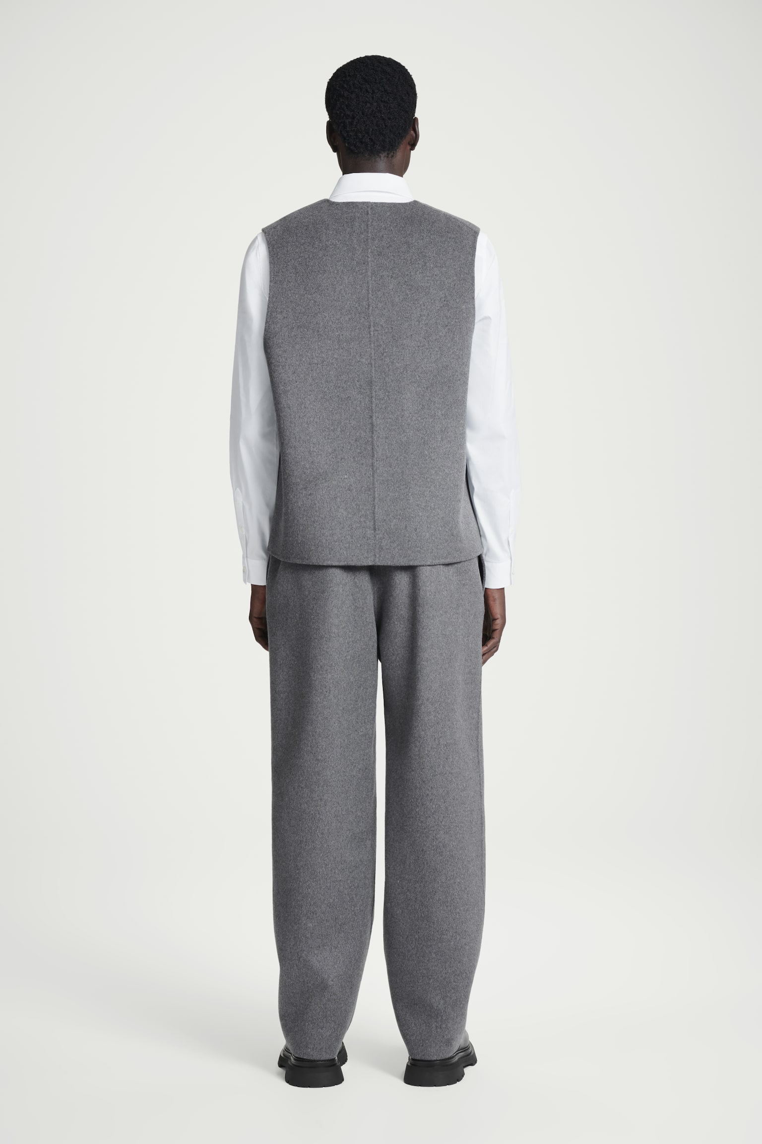 DOUBLE-FACED WOOL VEST - GREY - 3