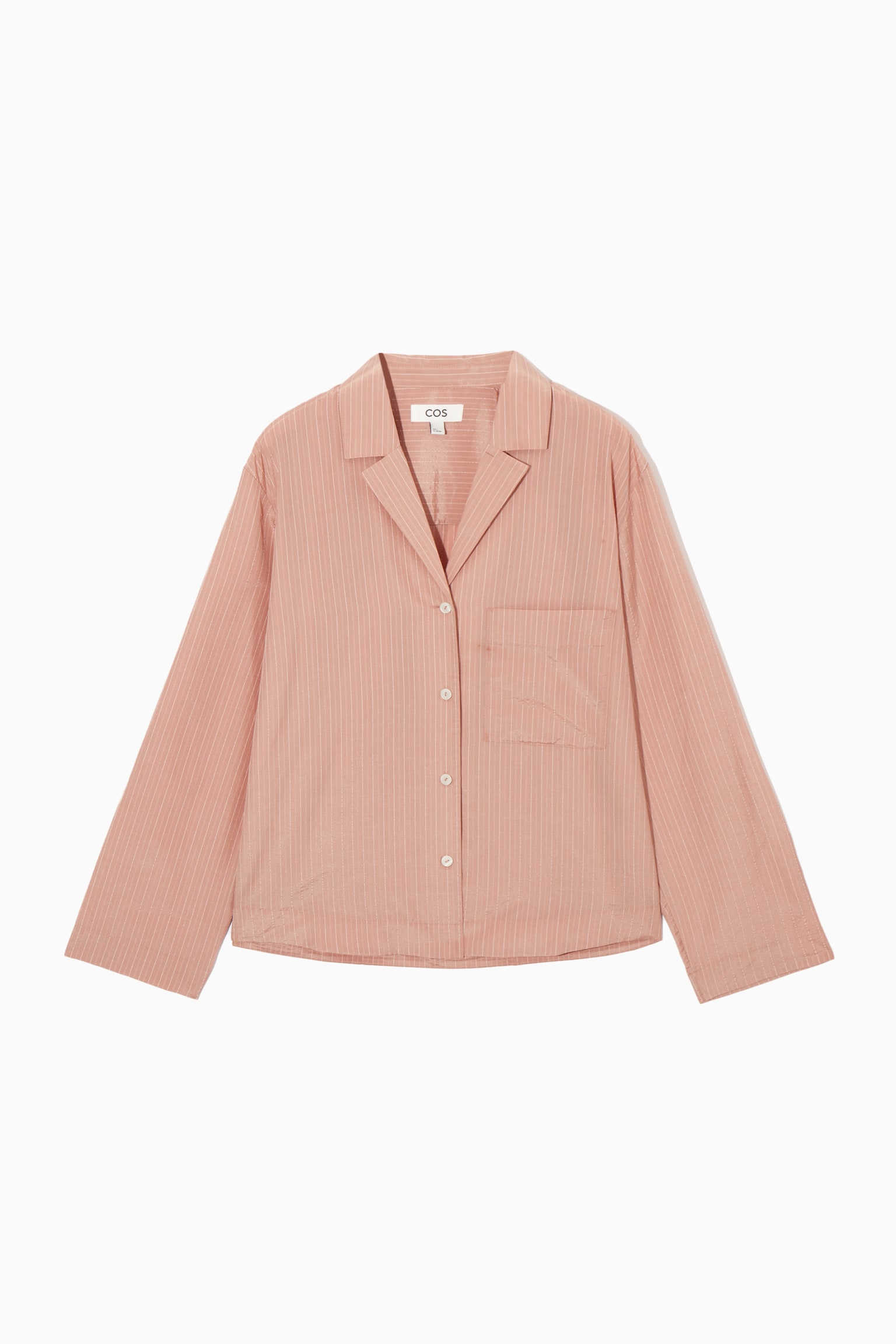 STRIPED SILK-BLEND PYJAMA SHIRT - PINK / STRIPED - 1