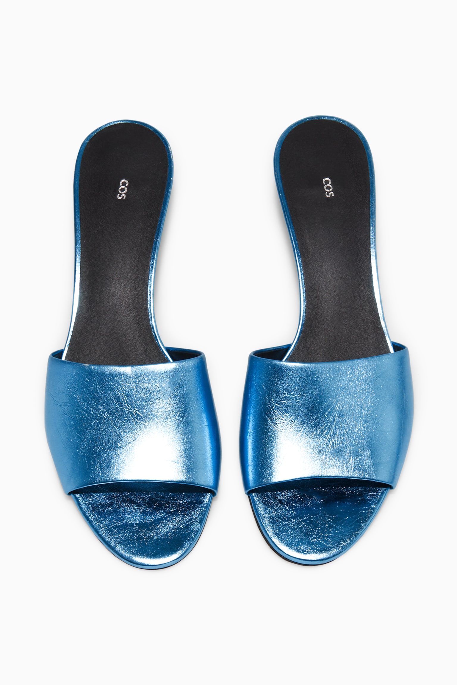 LEATHER MULES - BLUE / METALLIC/BLACK - 4