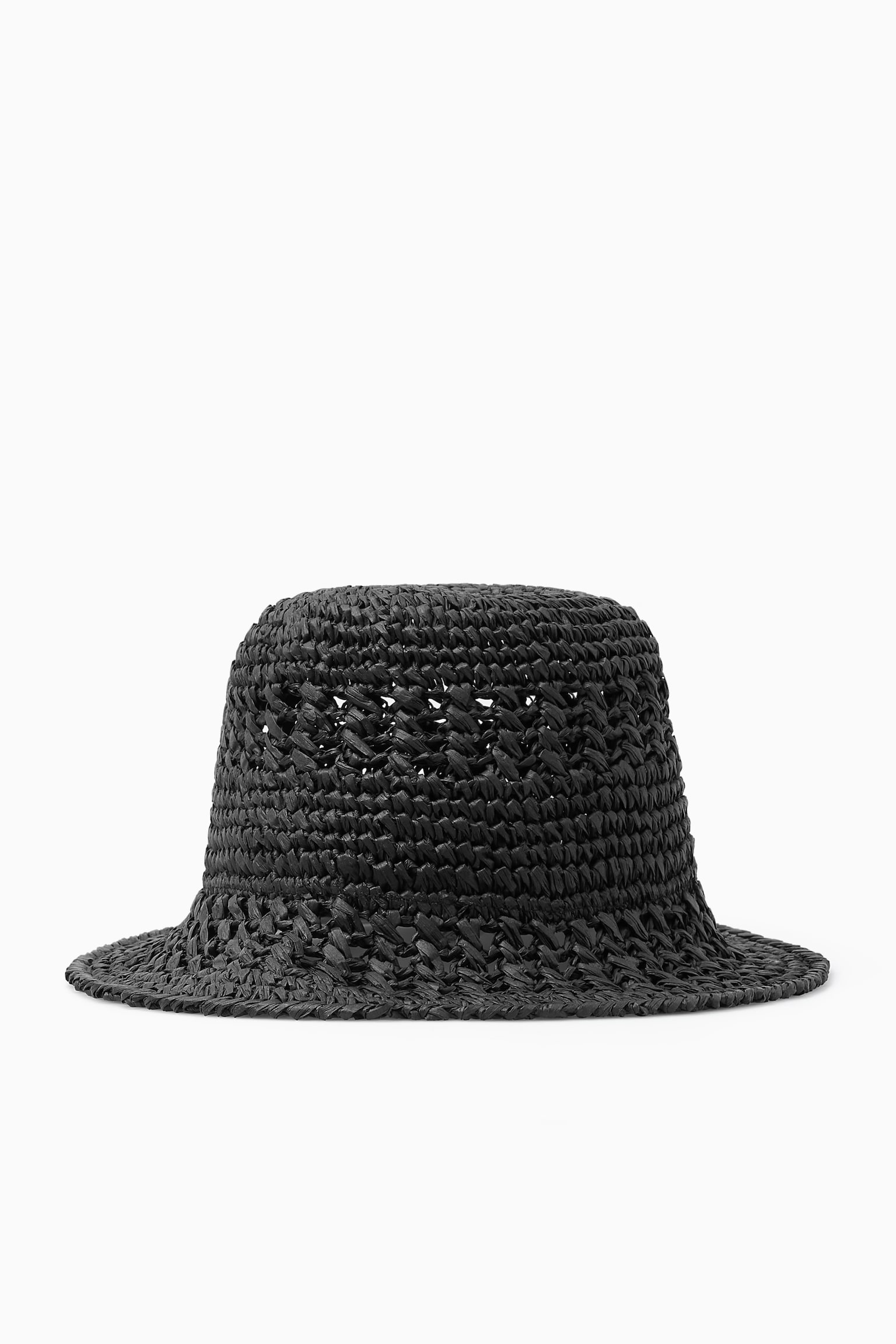 CROCHETED STRAW BUCKET HAT - BLACK/BEIGE - 2