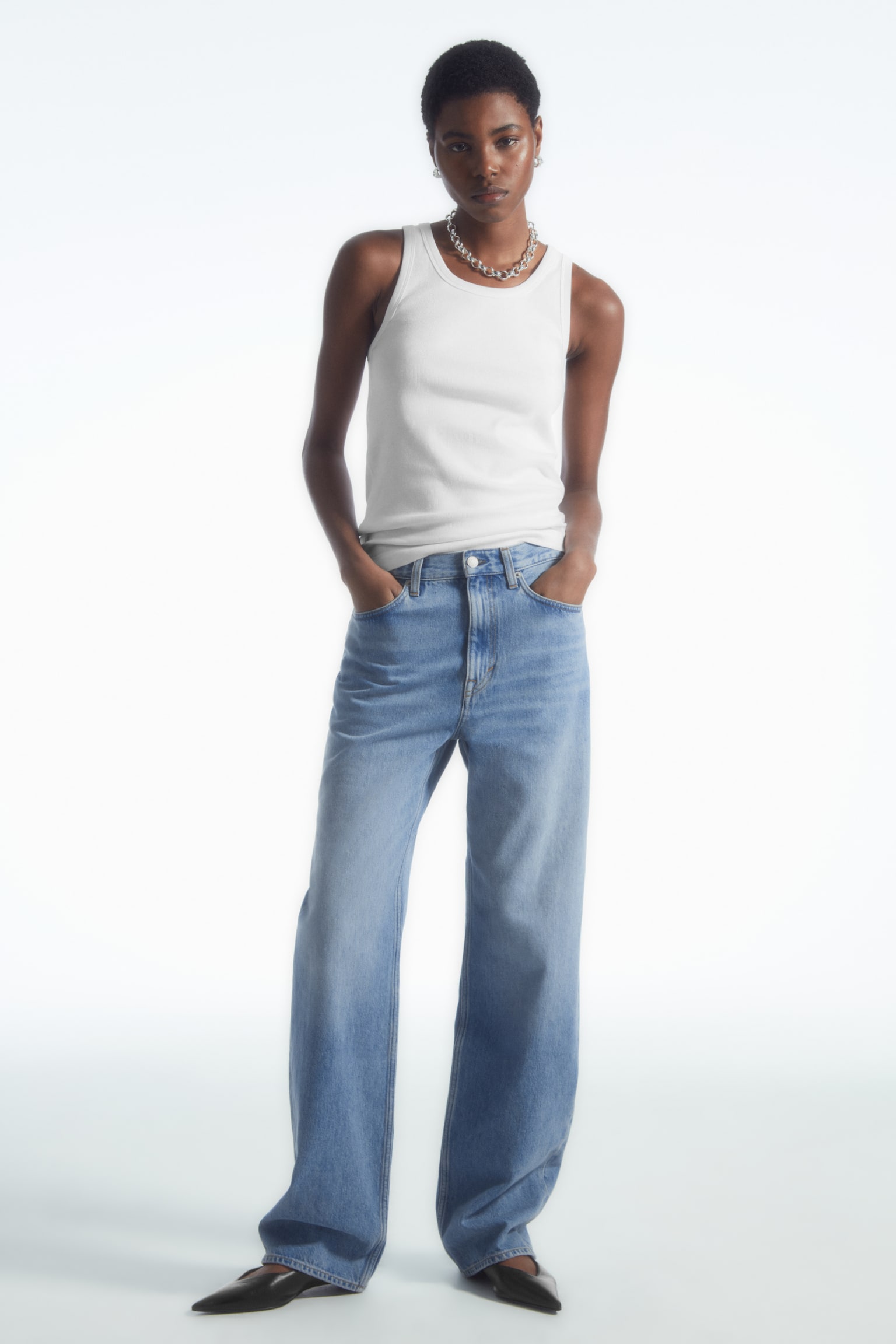 COLUMN STRAIGHT-LEG JEANS - LIGHT BLUE/LIGHT BLUE/DARK BLUE/WASHED BLACK/CHALK/WHITE - 1