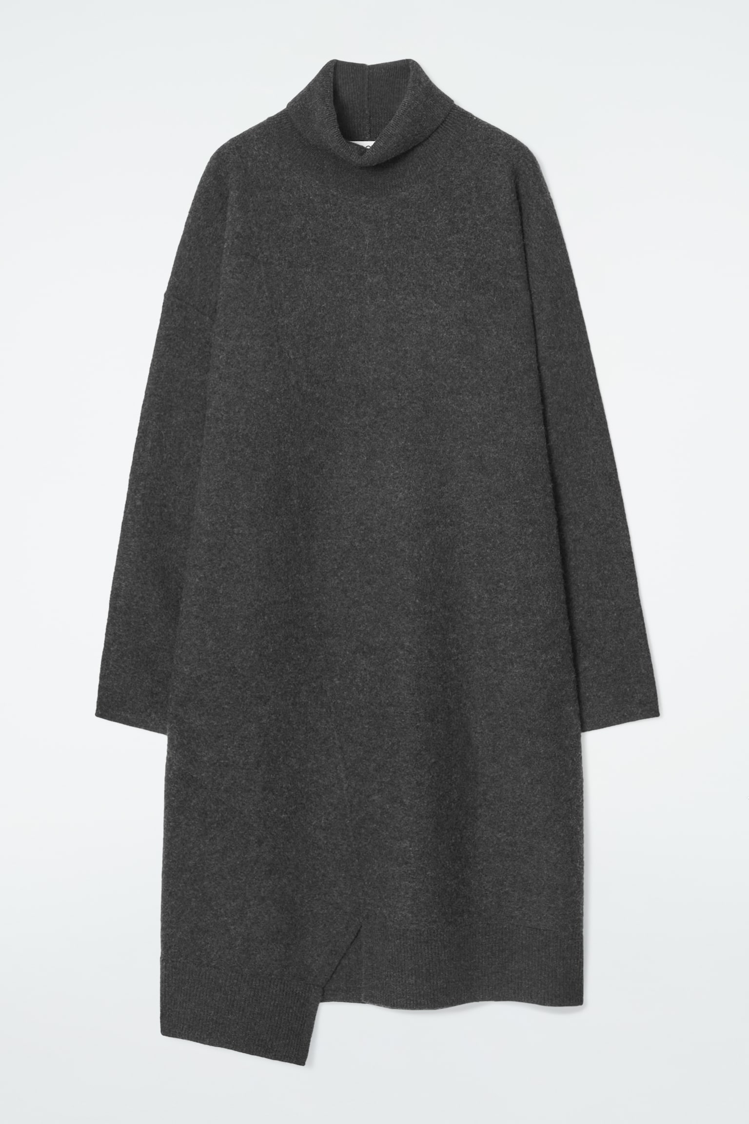 ASYMMETRIC MERINO WOOL DRESS - DARK GREY/BLACK - 2