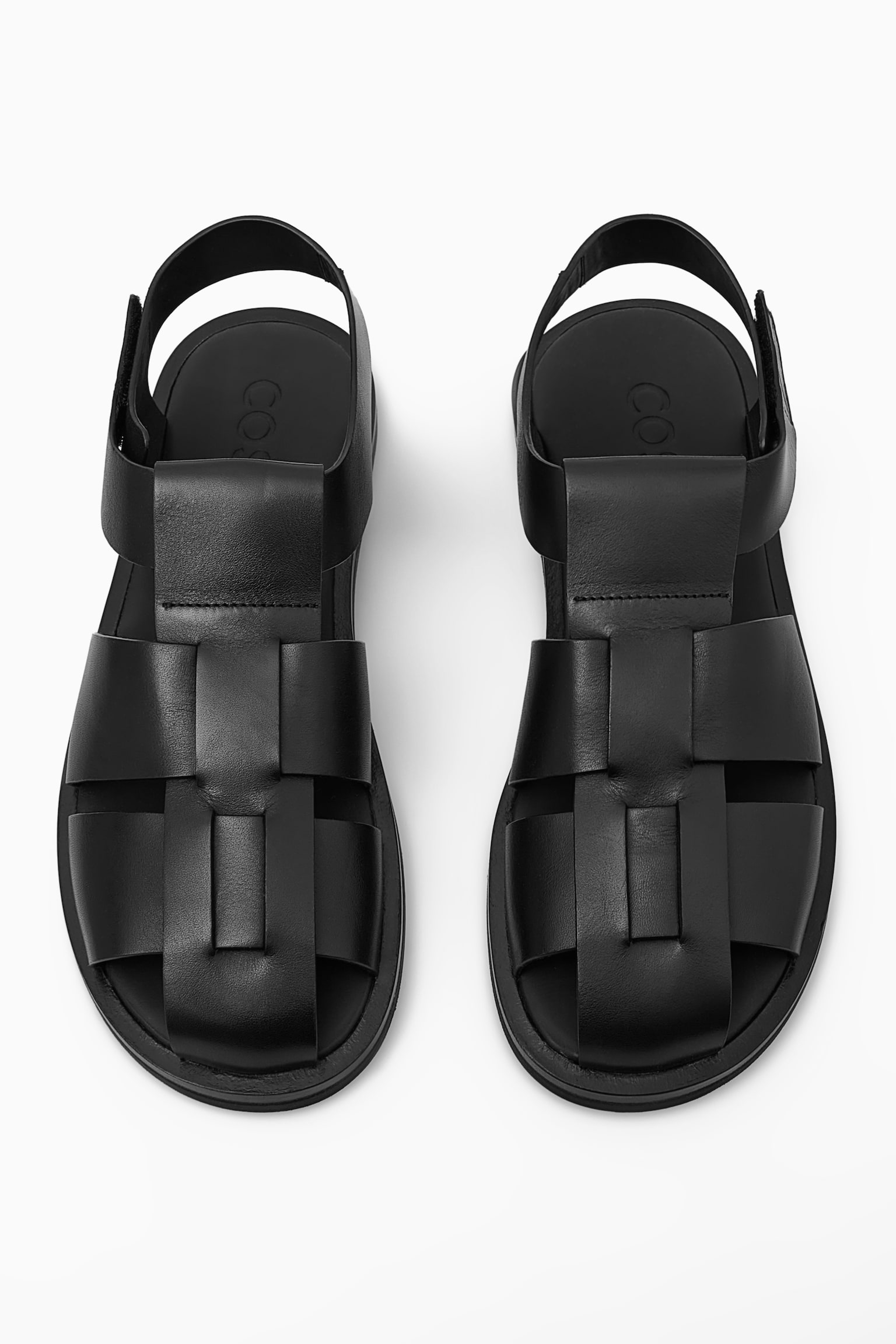 LEATHER FISHERMAN SANDALS - BLACK - 3