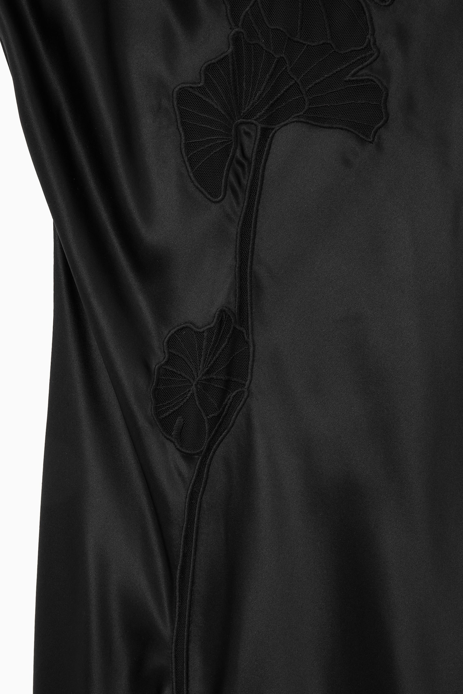 LACE-PANELLED SILK SLIP DRESS - BLACK - 5