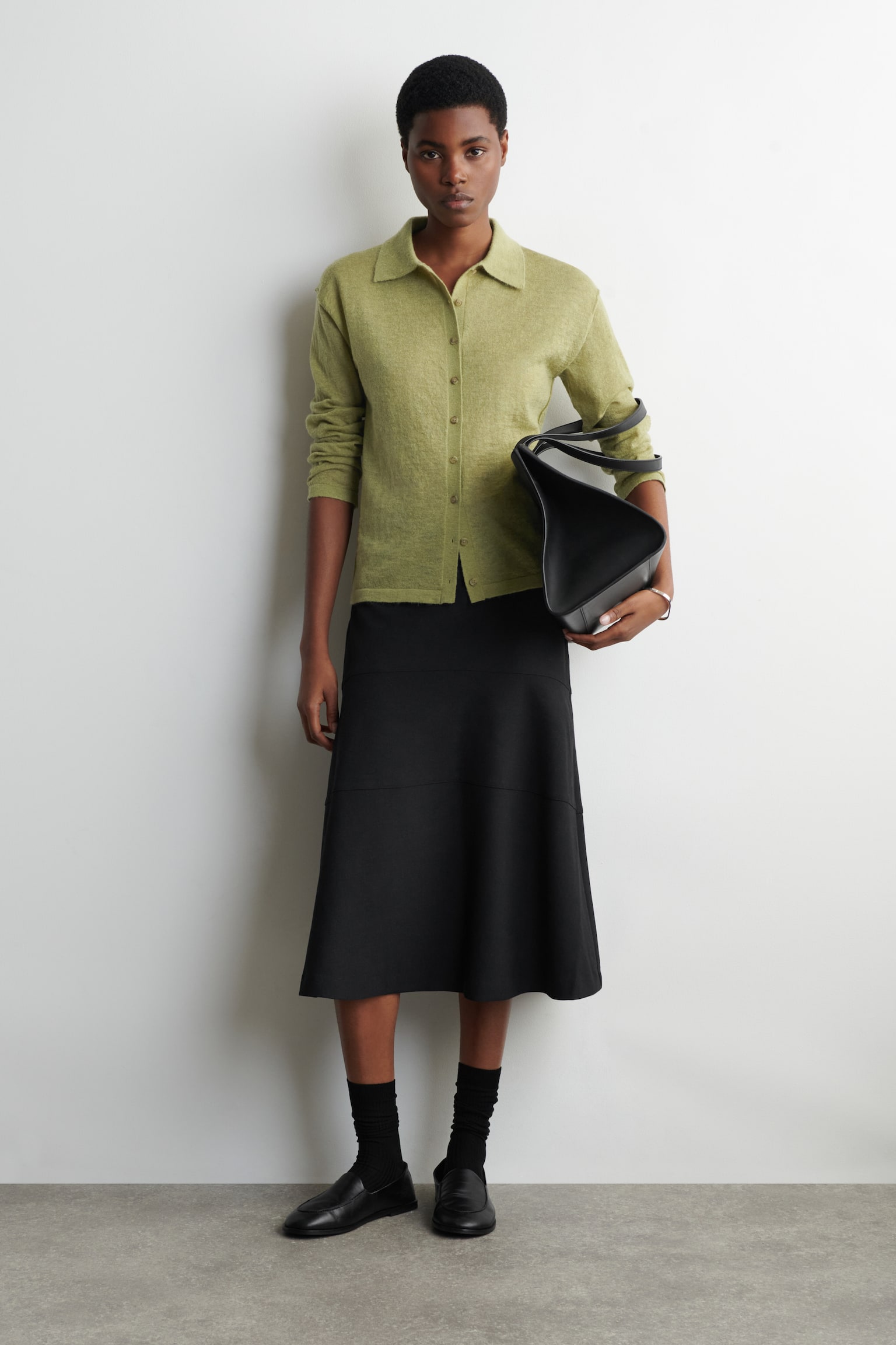 Gebreid shirt van mohairmix - GROEN - 7