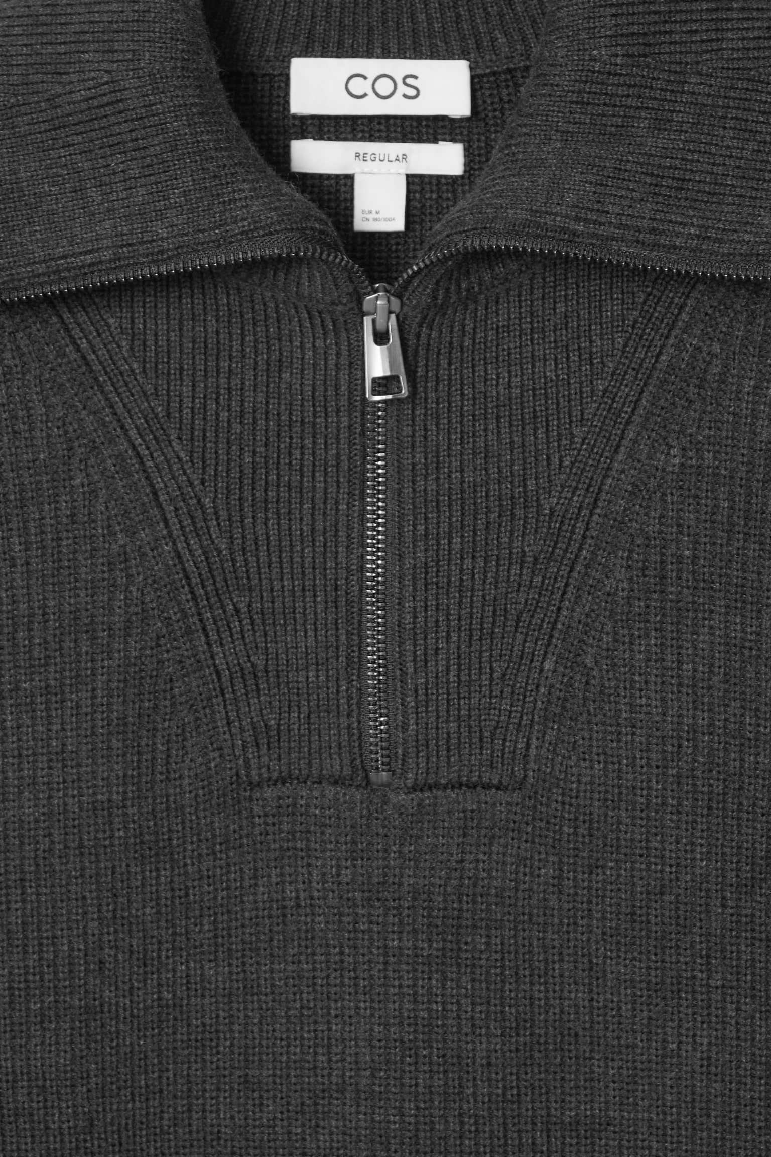 MERINO WOOL HALF-ZIP JUMPER - DARK GREY/BLACK / CREAM / STRIPED/BEIGE - 6