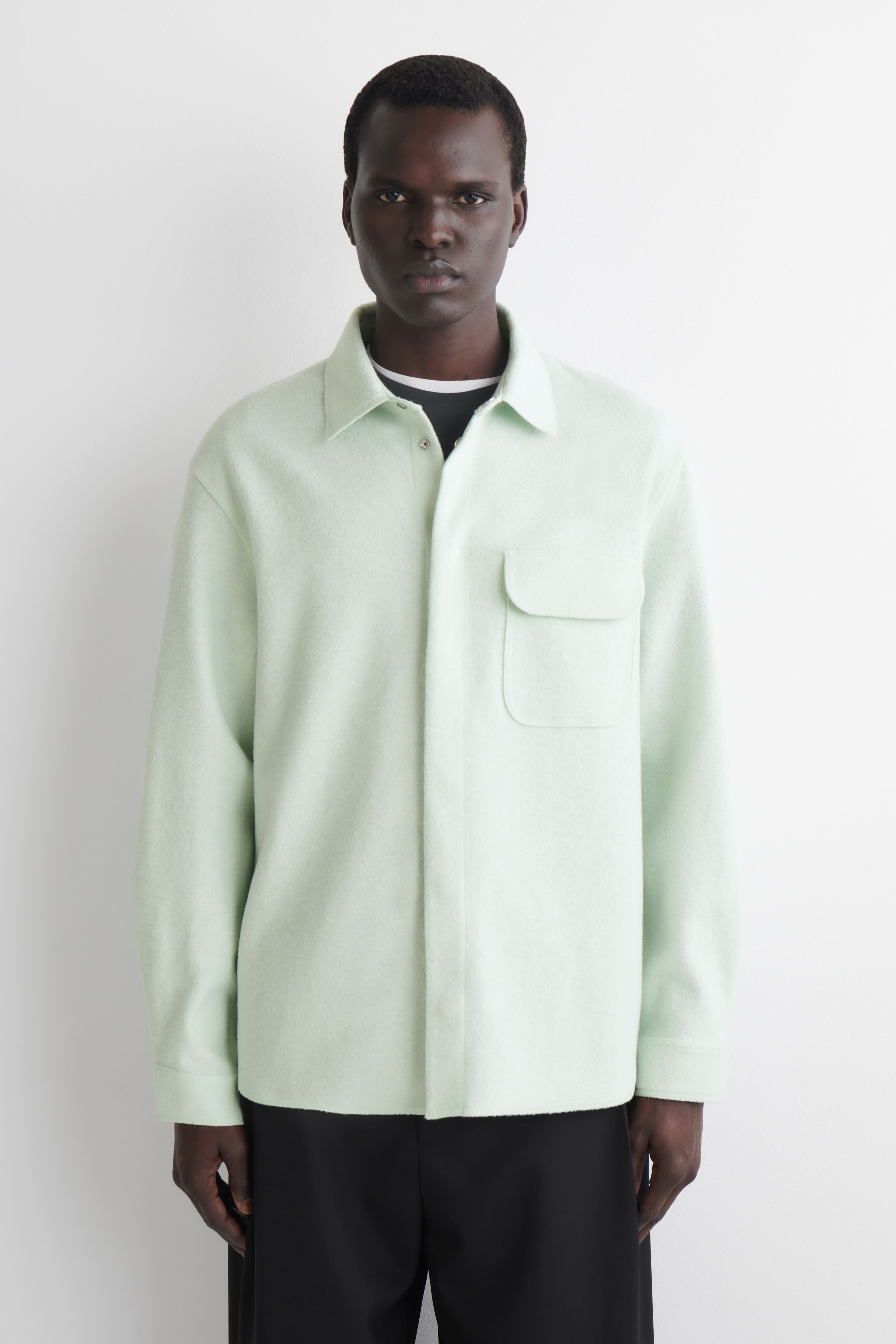 OVERSHIRT IN LANA COTTA - VERDE CHIARO