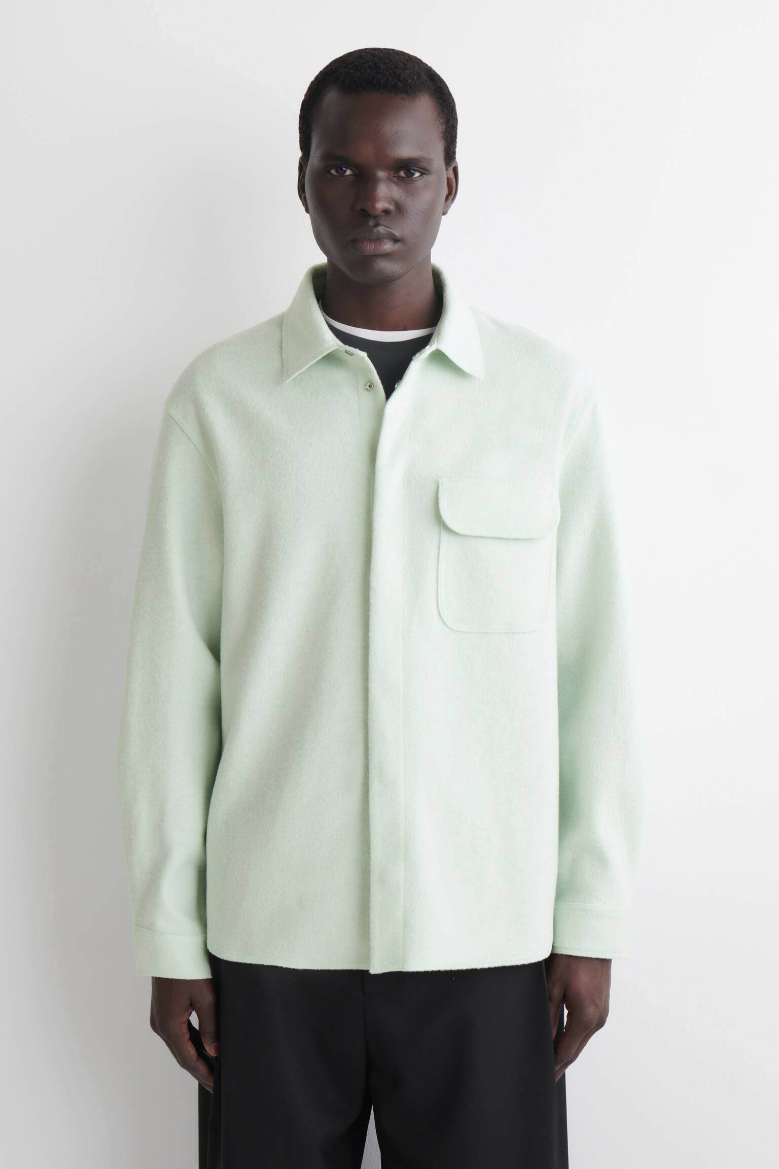 OVERSHIRT IN LANA COTTA - VERDE CHIARO - 1