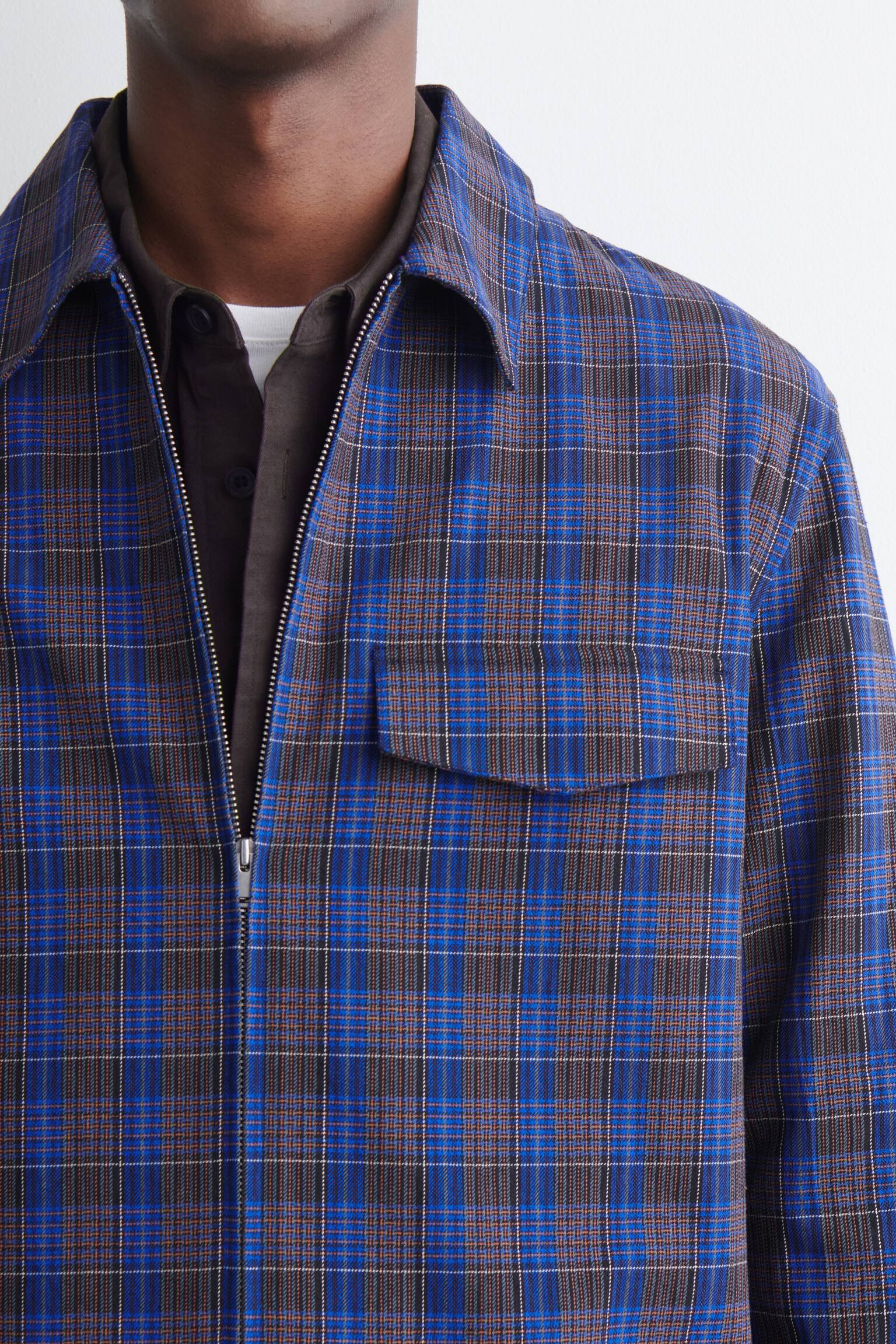 COTTON ZIPPED OVERSHIRT - BLÅ / TERNET - 3