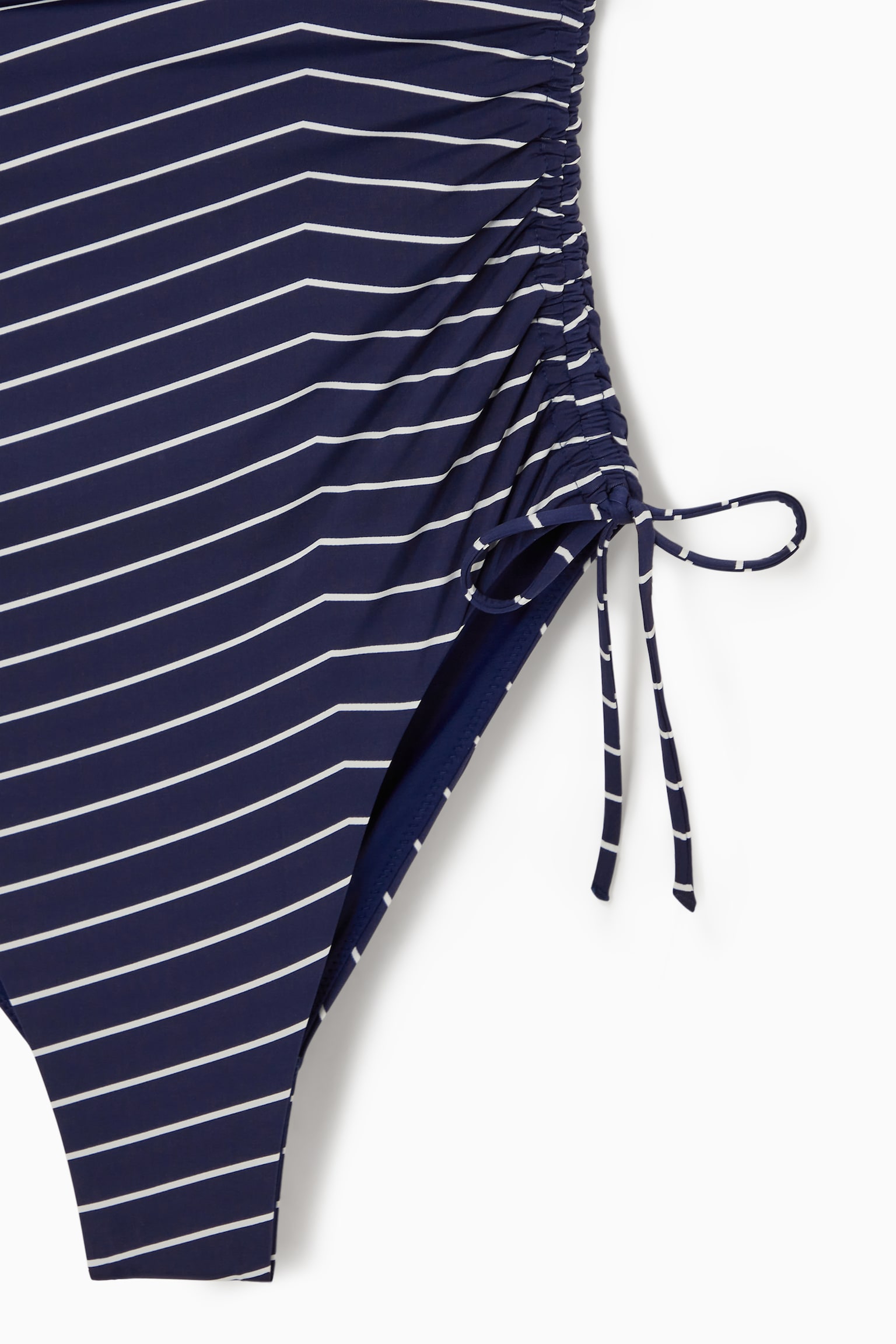 RUCHED BANDEAU SWIMSUIT - NAVY / STRIPED/BLACK - 6