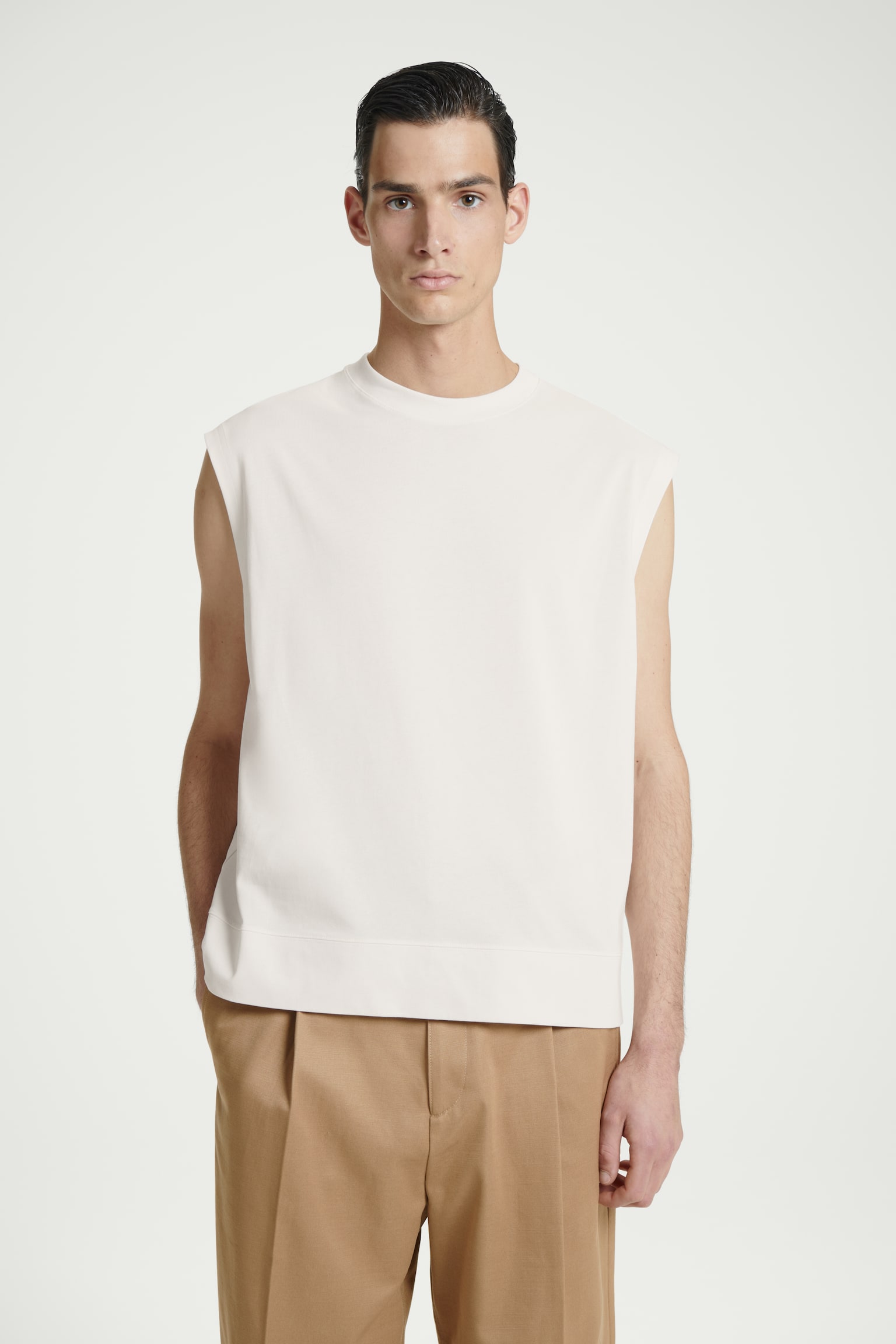 RELAXED COTTON-CREPE VEST - OFF-WHITE - 1