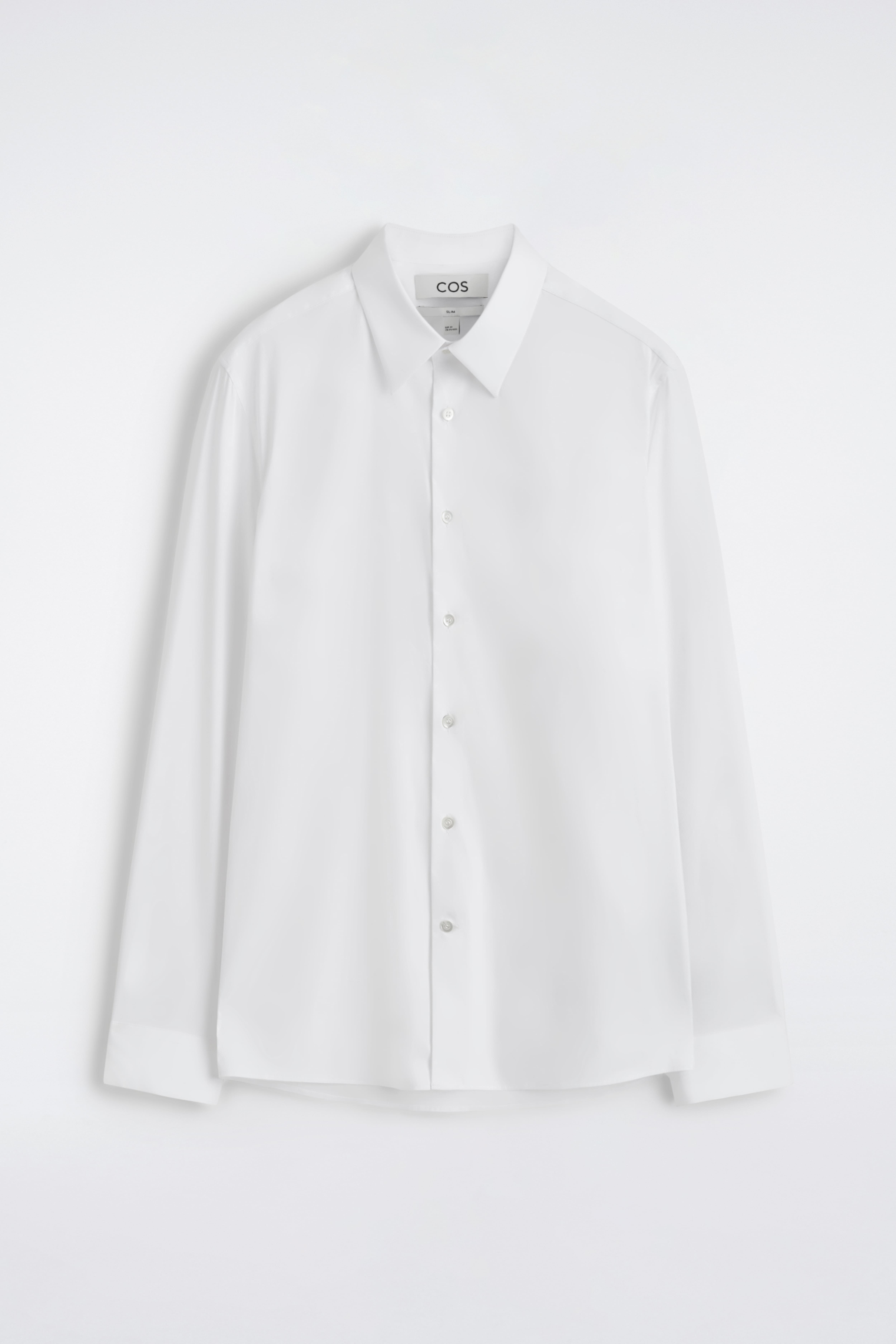 SCHMAL GESCHNITTENES HEMD AUS BAUMWOLL-POPELINE - WEISS/NAVYBLAU/NADELSTREIFEN