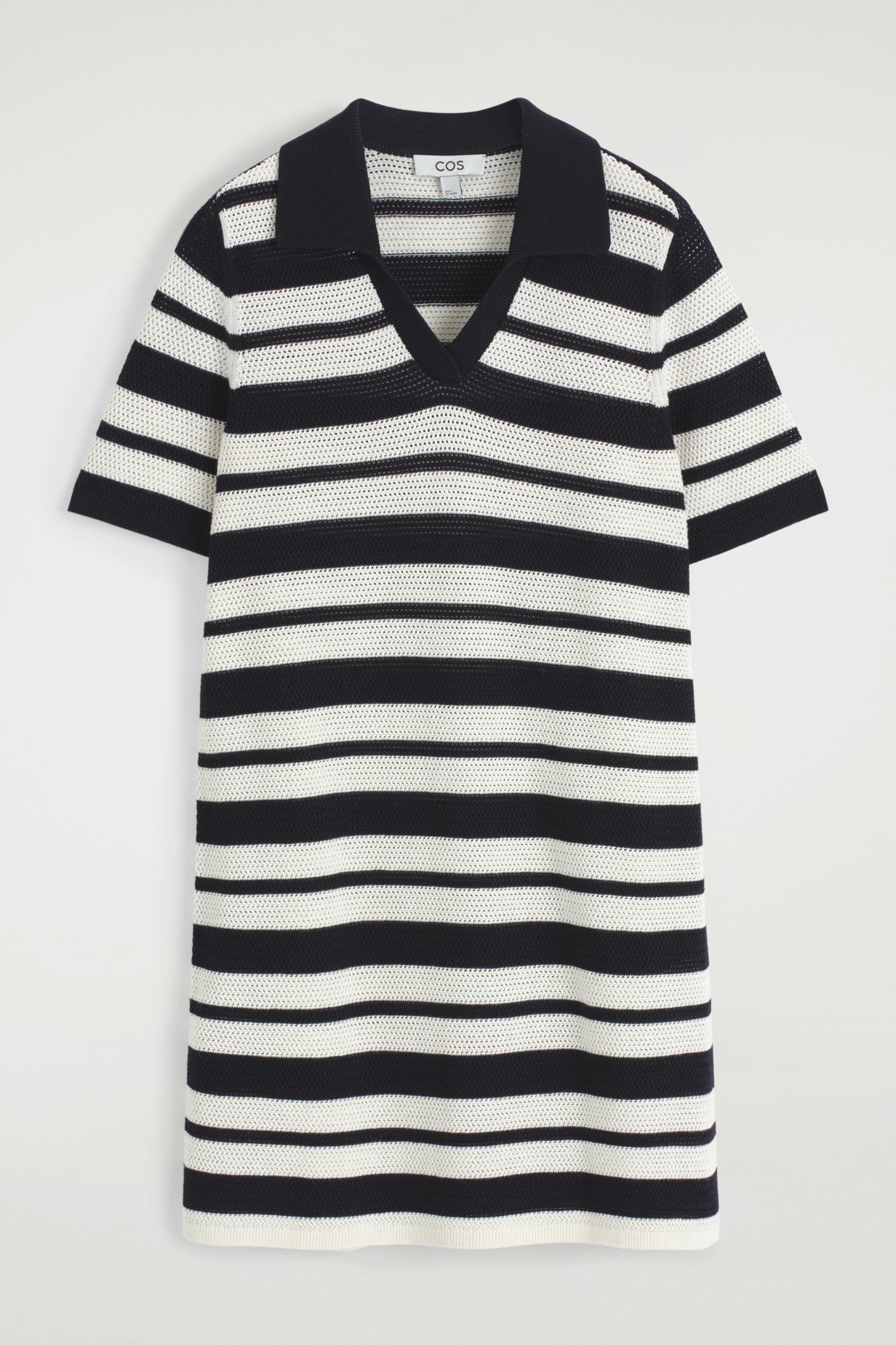 ABITO MINI CON LAVORAZIONE A MAGLIA APERTA - BIANCO / RIGHE