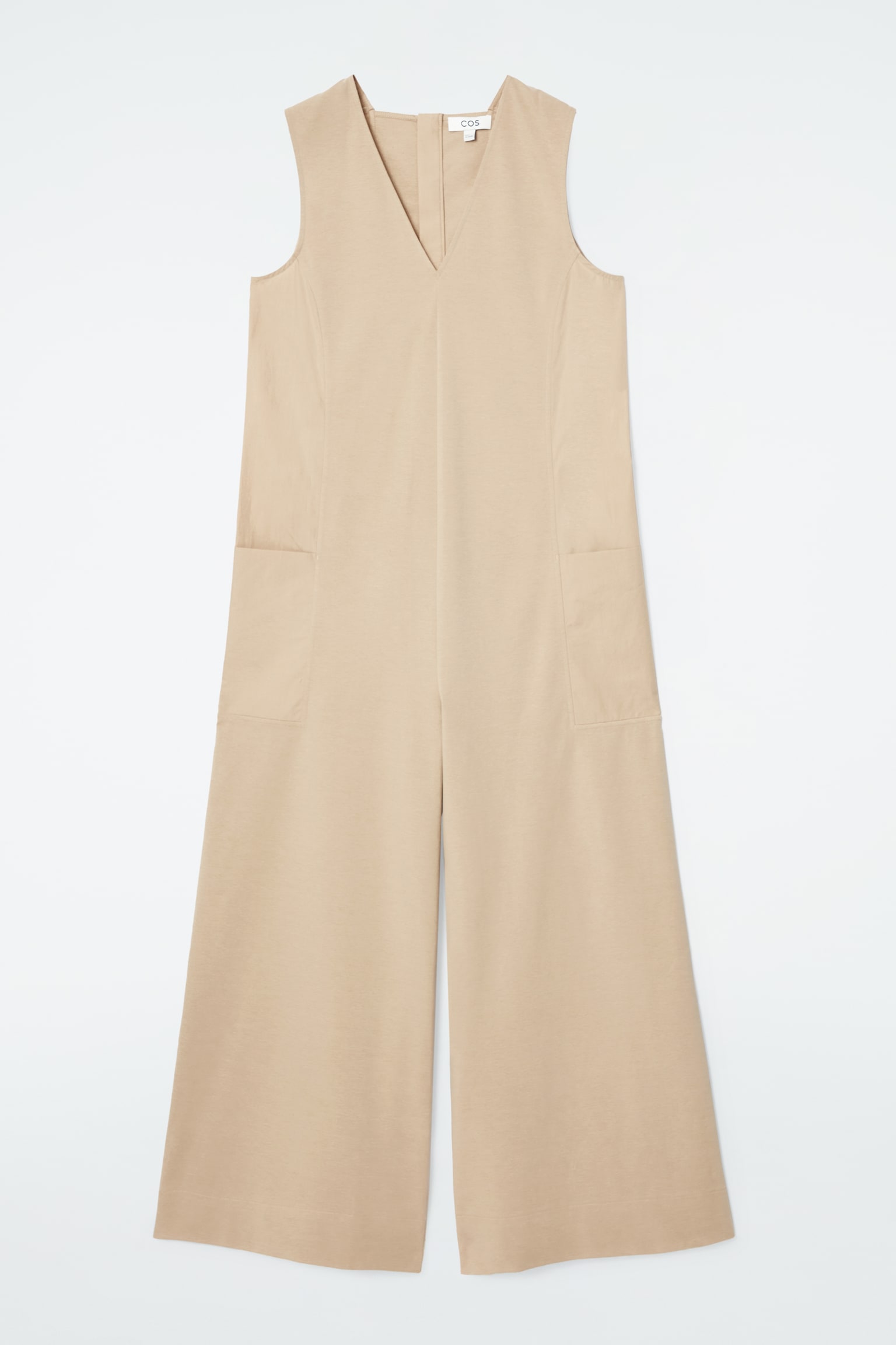 OVERSIZED V-NECK JUMPSUIT - BEIGE/BLACK - 2