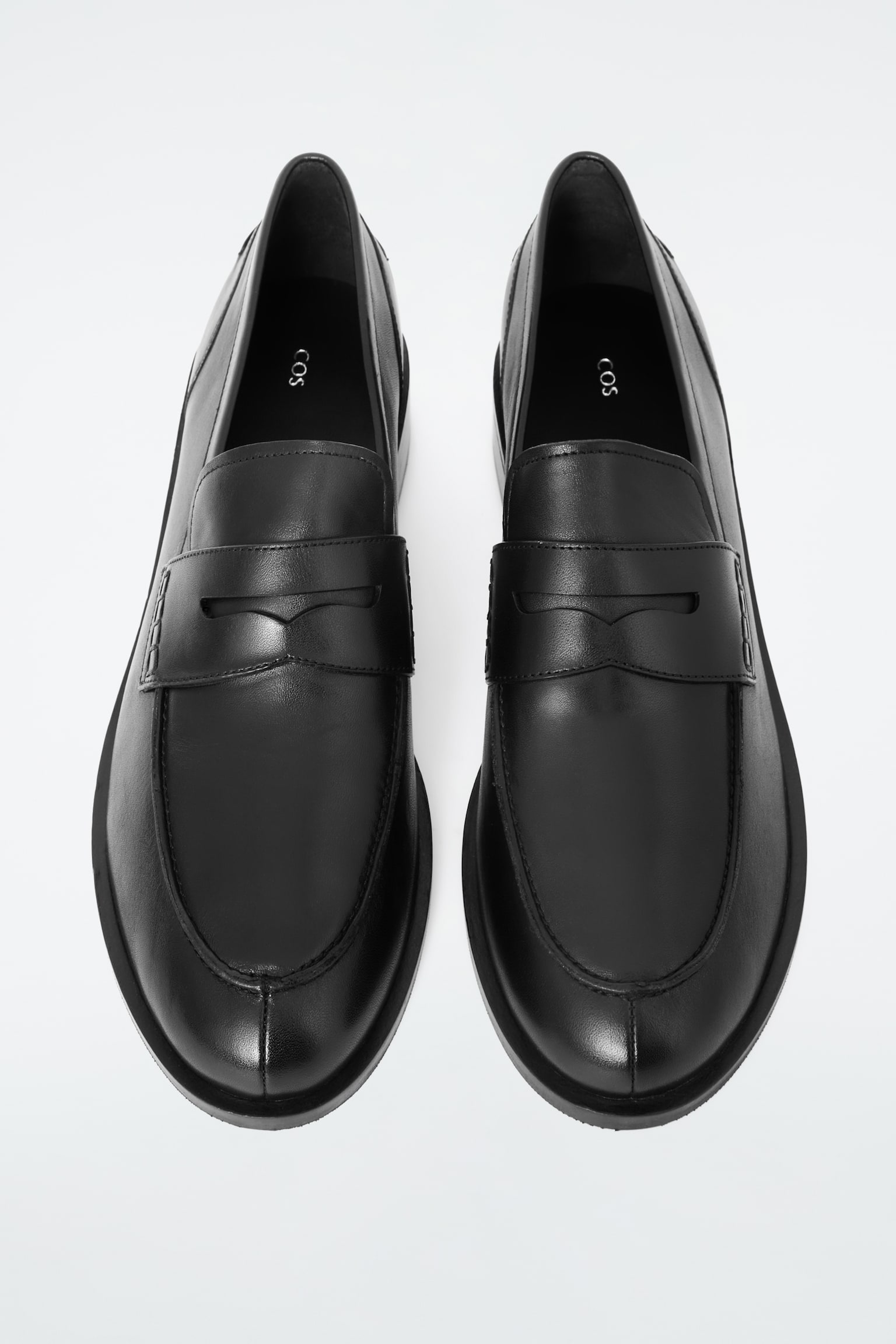 PINTUCKED LEATHER PENNY LOAFERS - BLACK - 3