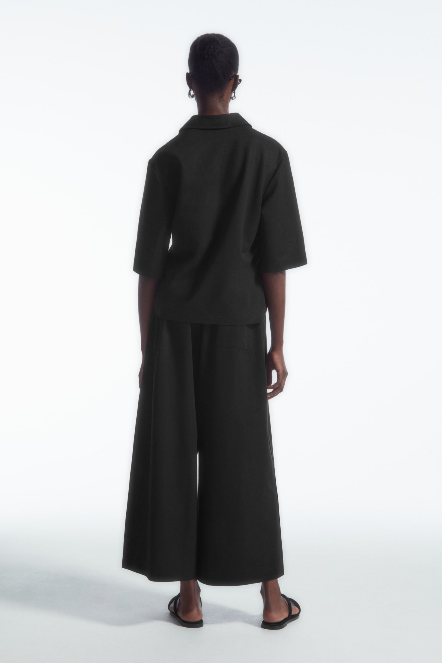 WIDE-LEG JERSEY CULOTTES - BLACK - 4