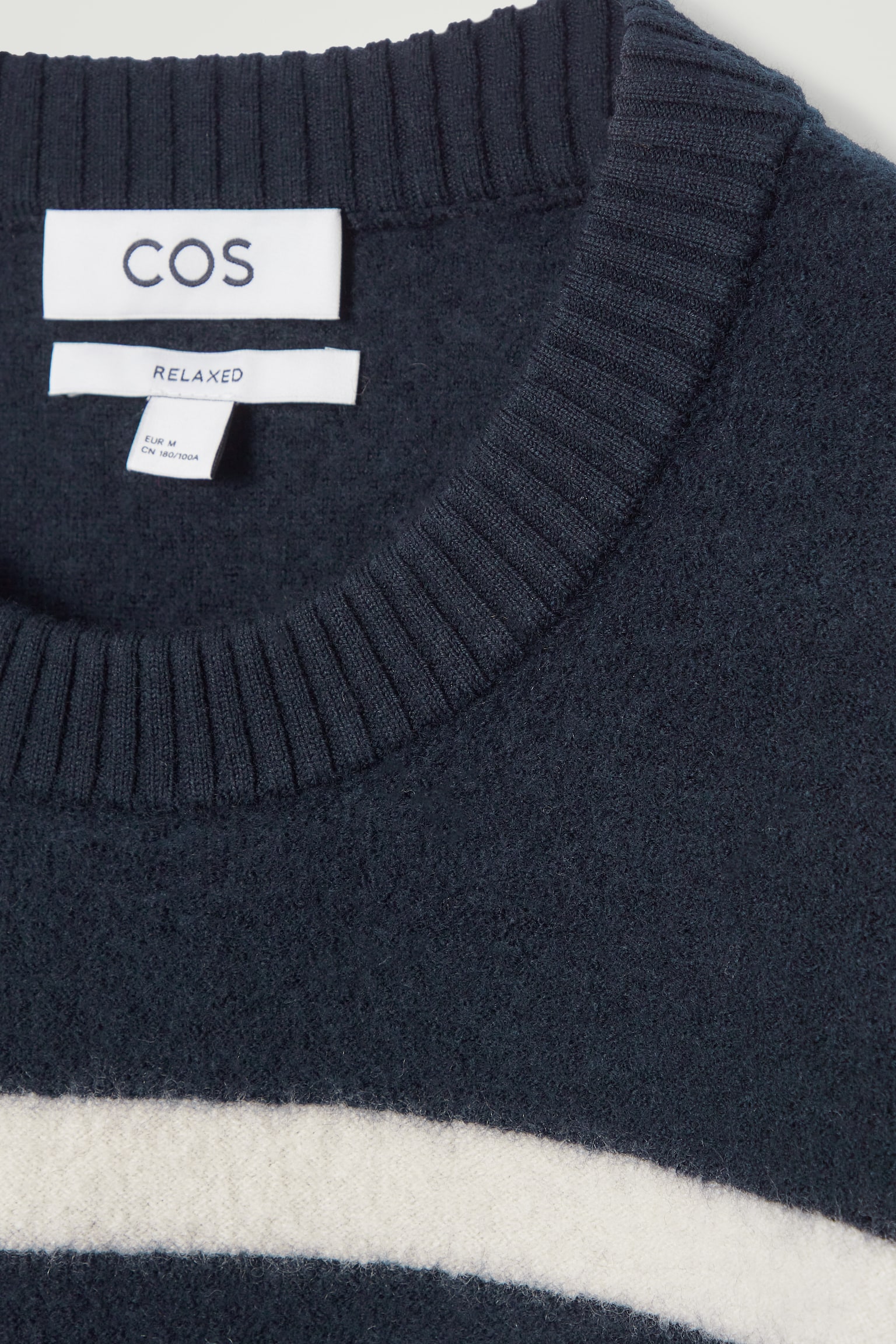 BOILED-WOOL CREW-NECK JUMPER - NAVY / STRIPED/BLACK/COBALT BLUE - 8