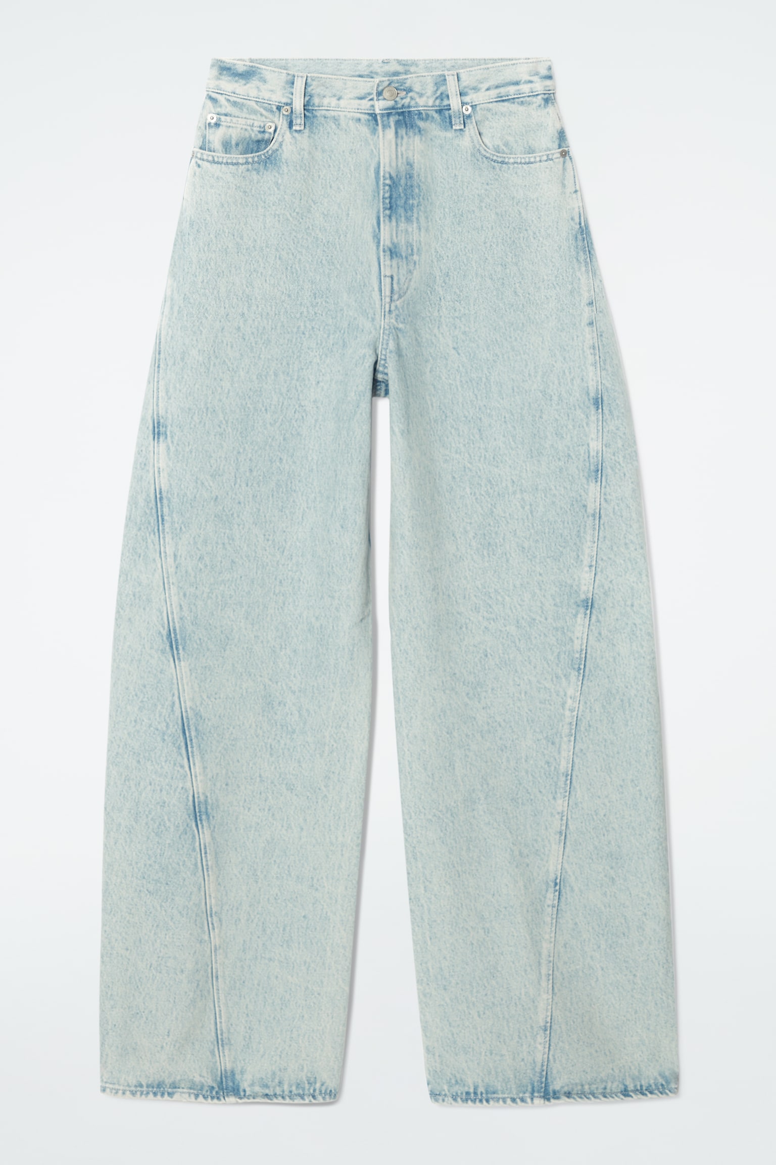 TWIST BARREL-LEG JEANS - LIGHT BLUE/WASHED BLACK - 2