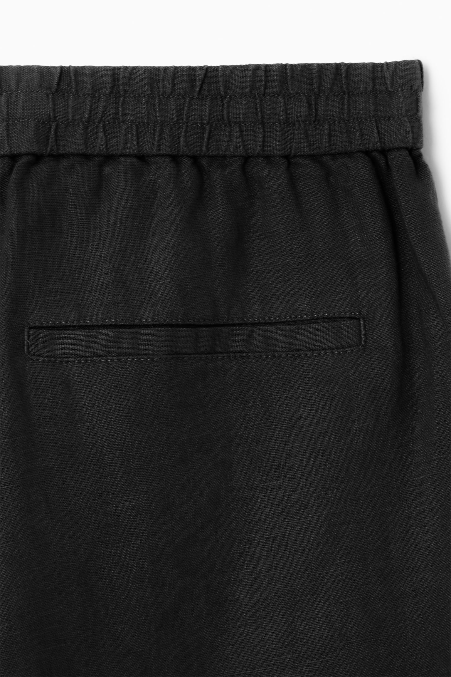 ELASTICATED LINEN SHORTS - BLACK/RUST RED - 7