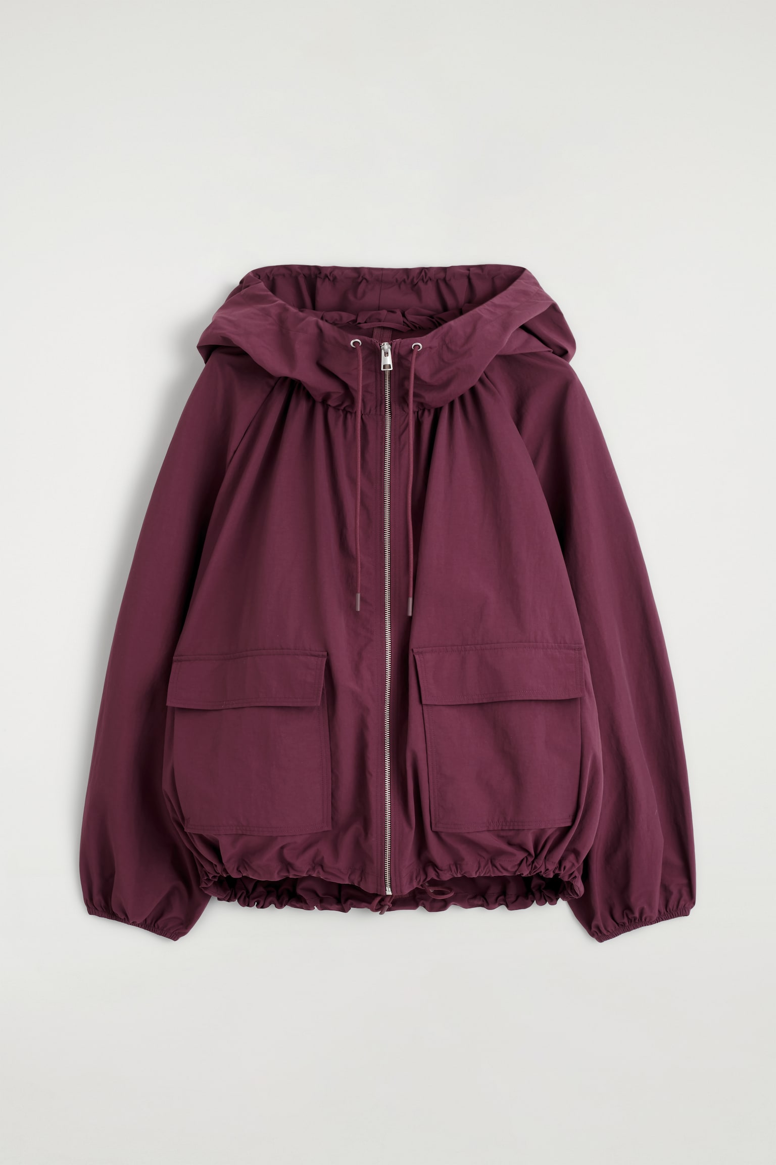 Teknisk parkas med hette - Mørkerød - 2