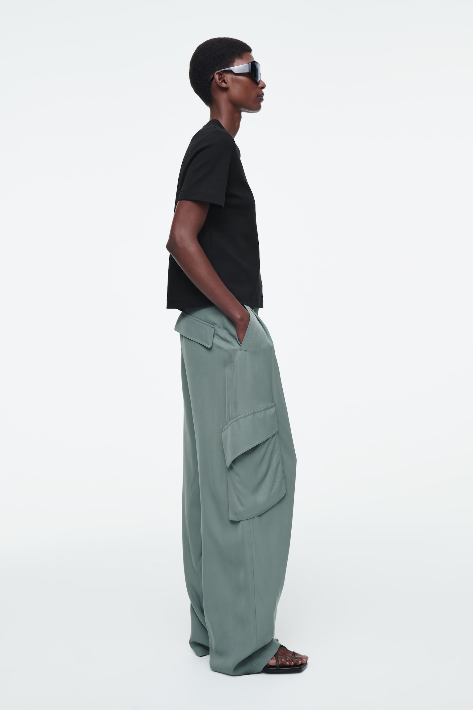 PAPERBAG UTILITY TROUSERS - TEAL/BLACK - 8