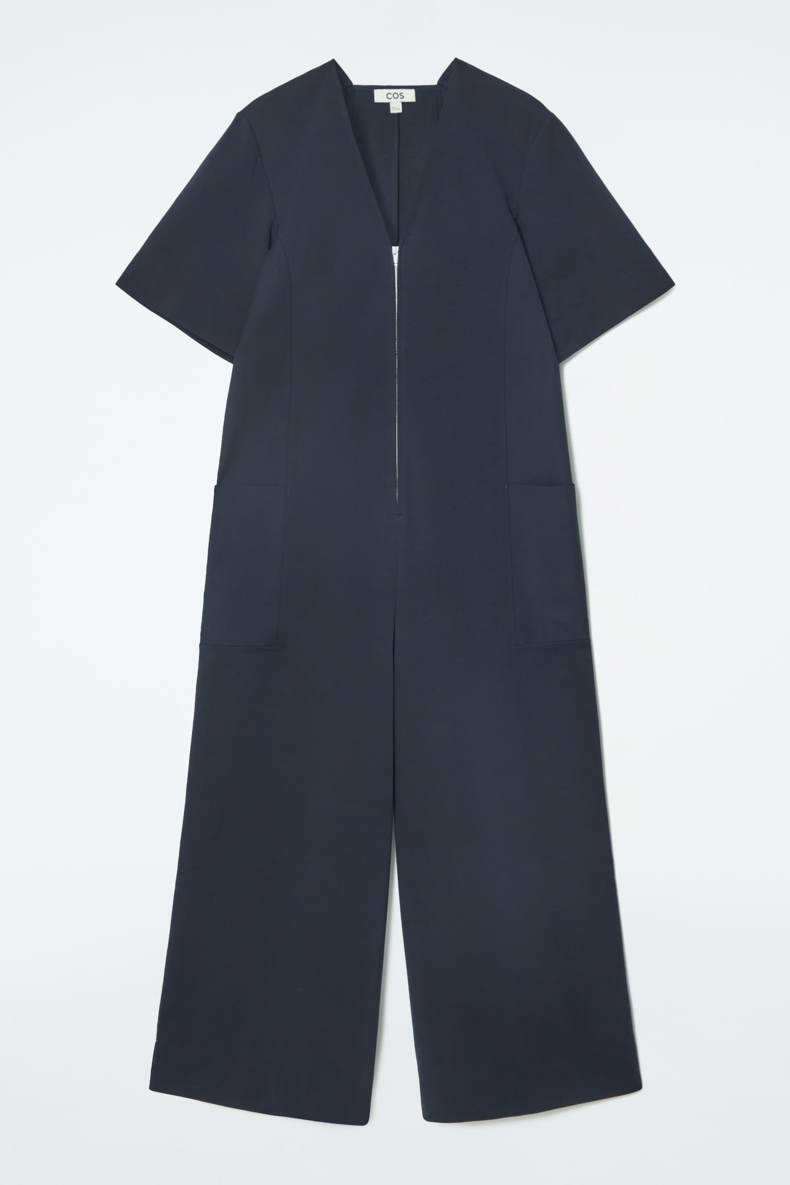 PANELLED V-NECK JUMPSUIT - NAVY - 2