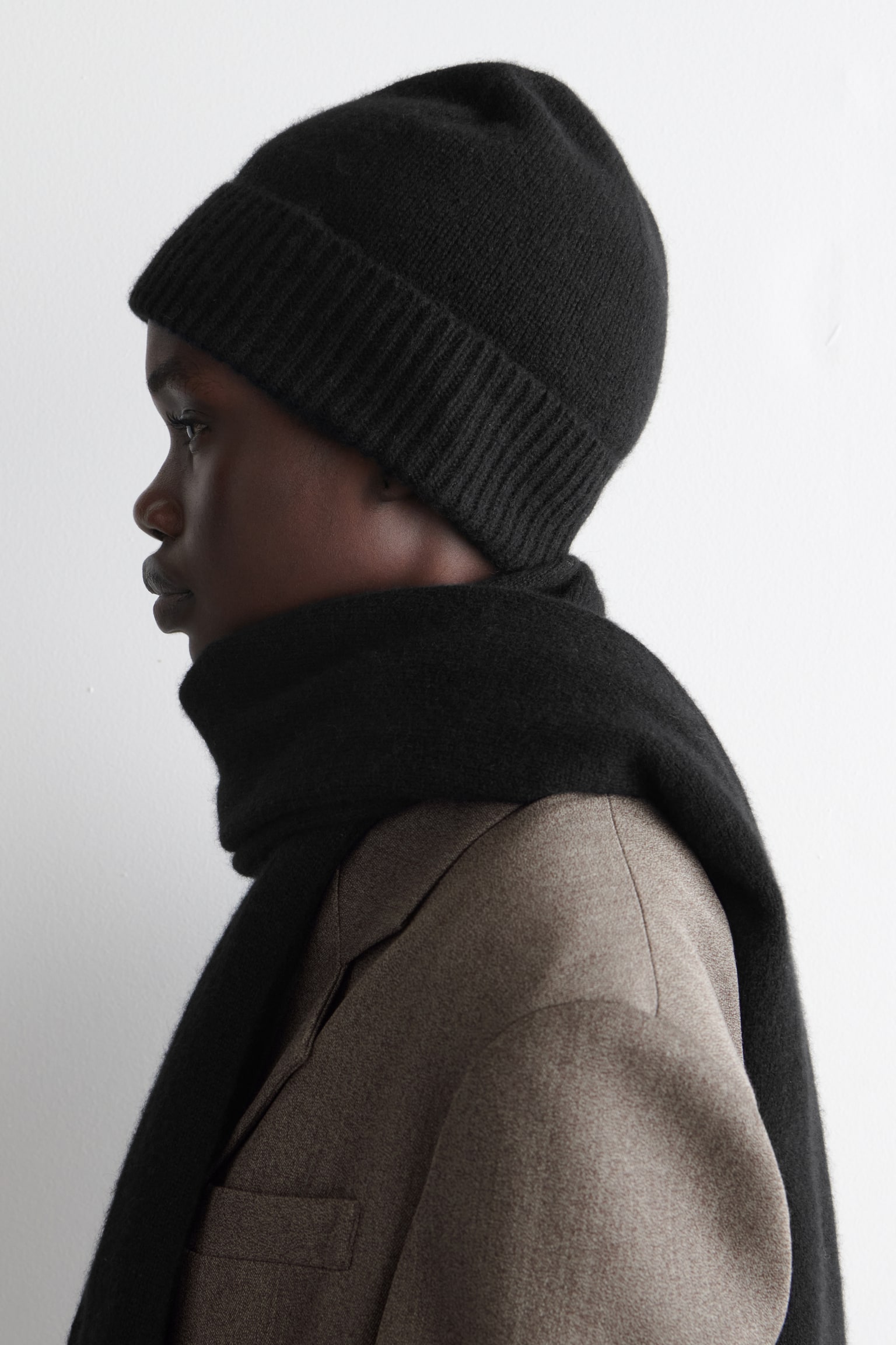 BEANIE AUS KASCHMIR - SCHWARZ/Dunkelgrau/DUNKELBRAUN - 3