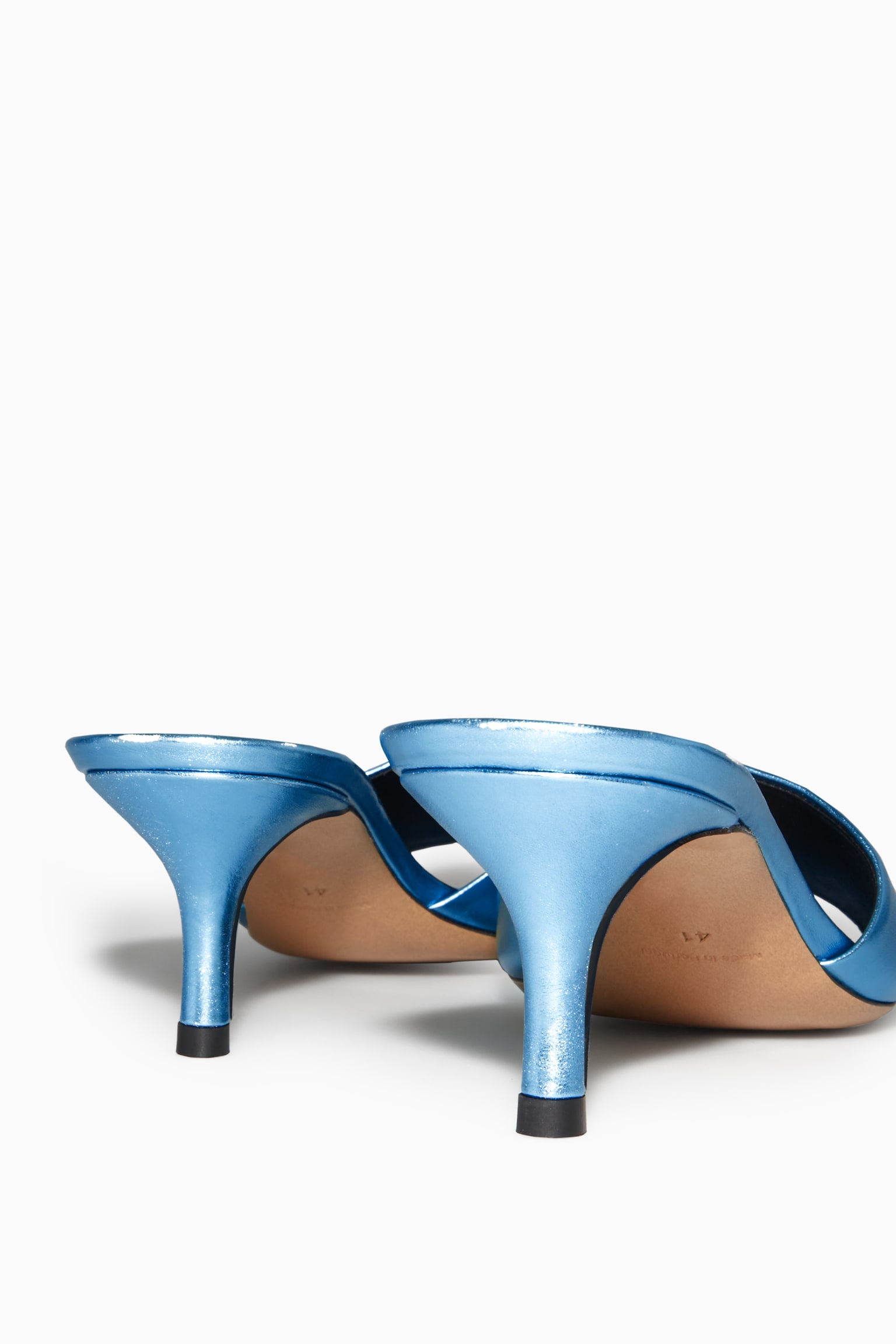 LEATHER MULES - BLUE / METALLIC/BLACK - 2