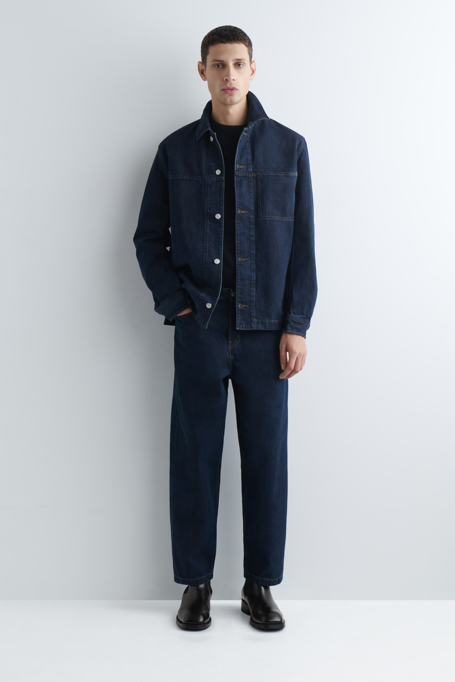 HEMDJACKE AUS DENIM - Dunkelblau - 1