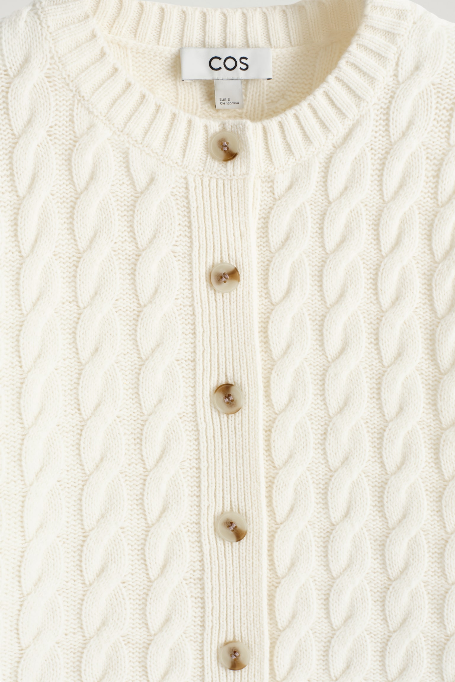 STRICKJACKE AUS MERINOWOLLE MIT ZOPFSTRICKMUSTER - ELFENBEIN/GRAU - 6