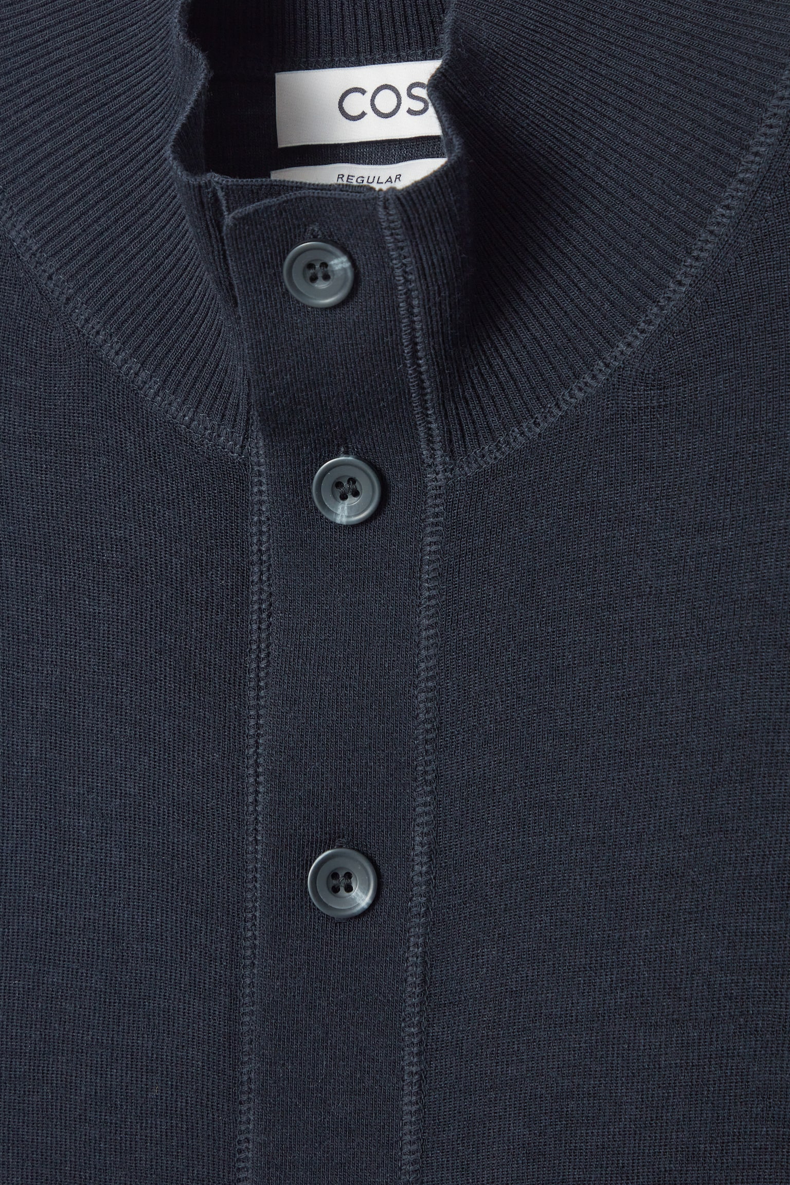 MERINO WOOL FUNNEL-NECK CARDIGAN - NAVY - 5