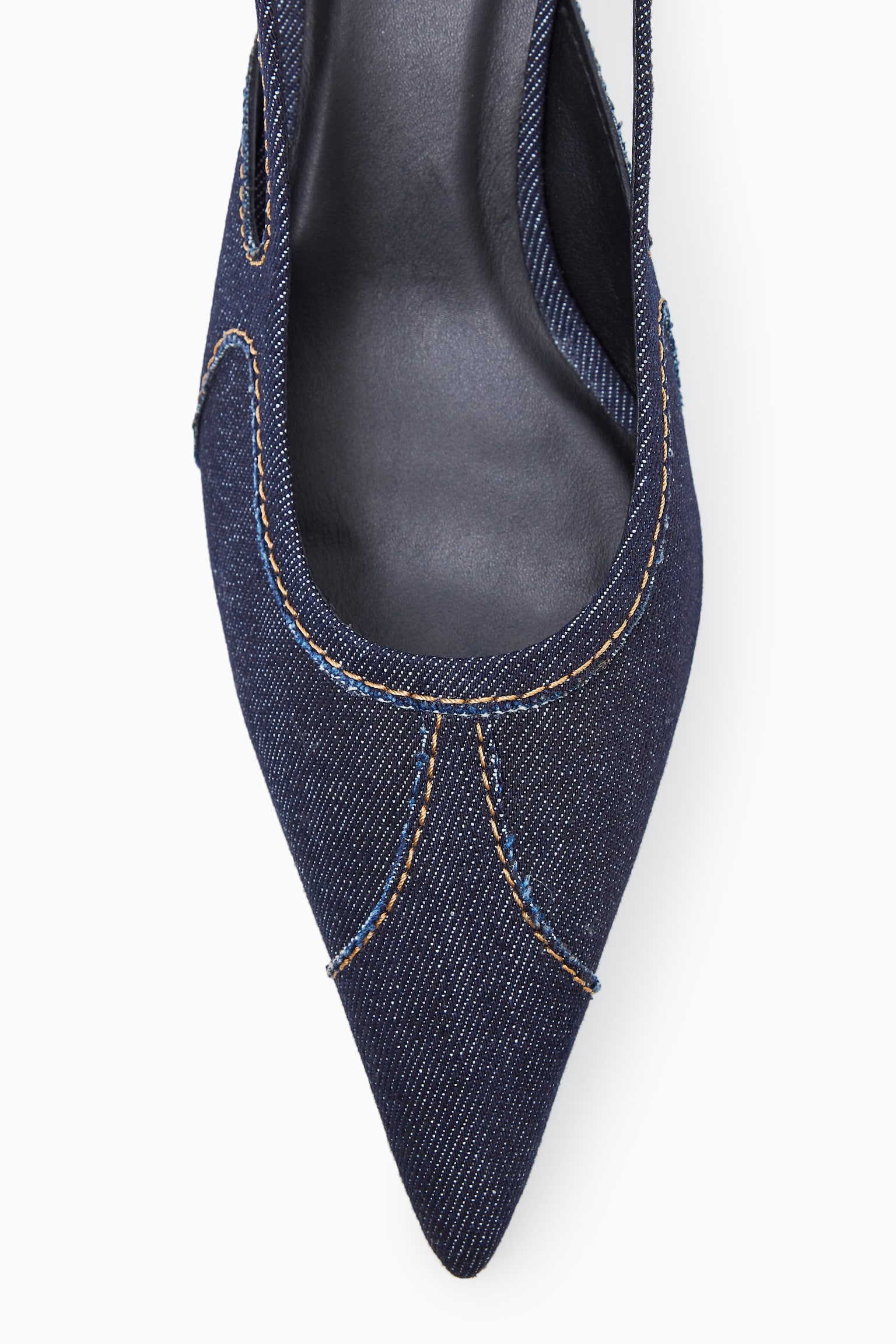 DENIM POINTED SLINGBACK KITTEN HEELS - INDIGO - 6