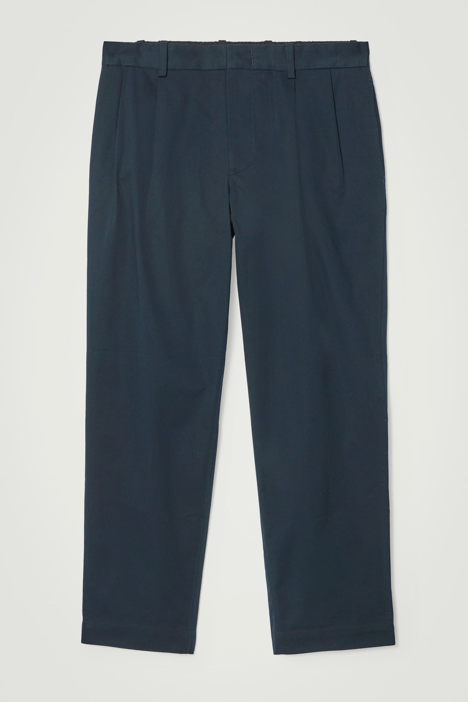 RELAXED PLEATED COTTON TAPERED TROUSERS - NAVY/BLACK/BEIGE - 9