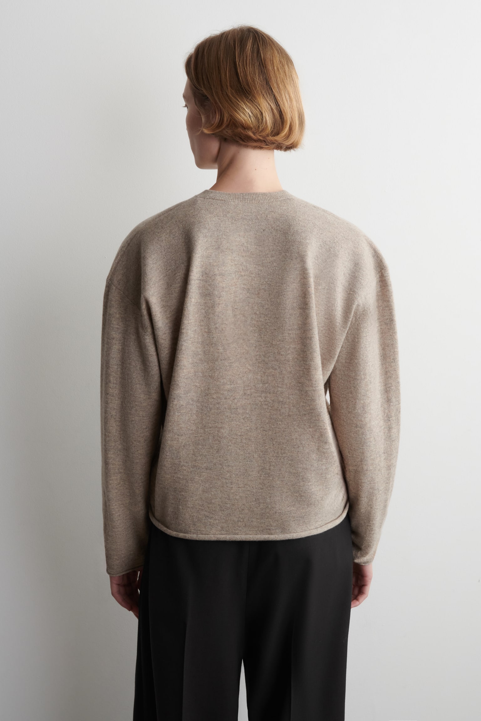 STRICKJACKE AUS MERINOWOLLE MIT V-AUSSCHNITT - BEIGE MELIERT/DUNKELBRAUN/Rot - 3