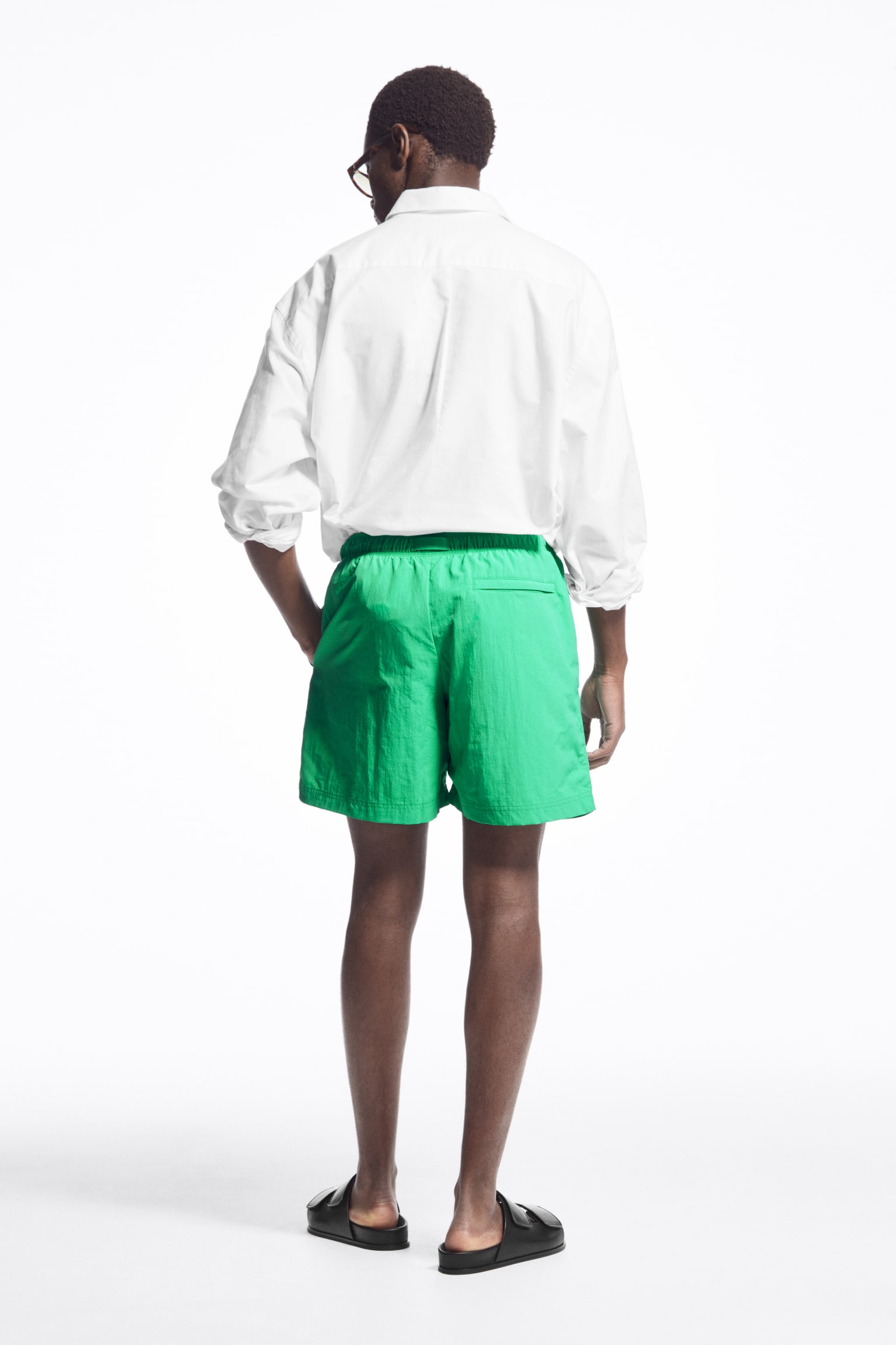 NYLON DRAWSTRING SWIM SHORTS - GREEN/BLACK - 5