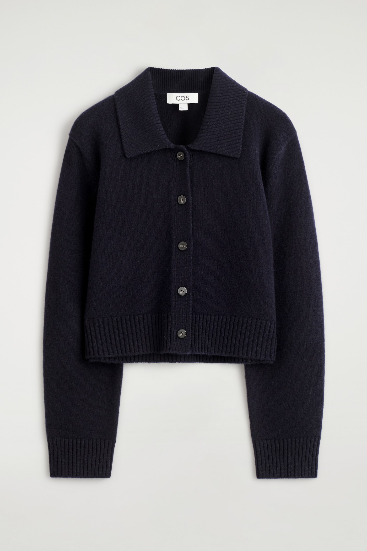 CARDIGAN IN LANA MERINO CON COLLETTO - BLU NAVY/GRIGIO MÉLANGE - 2